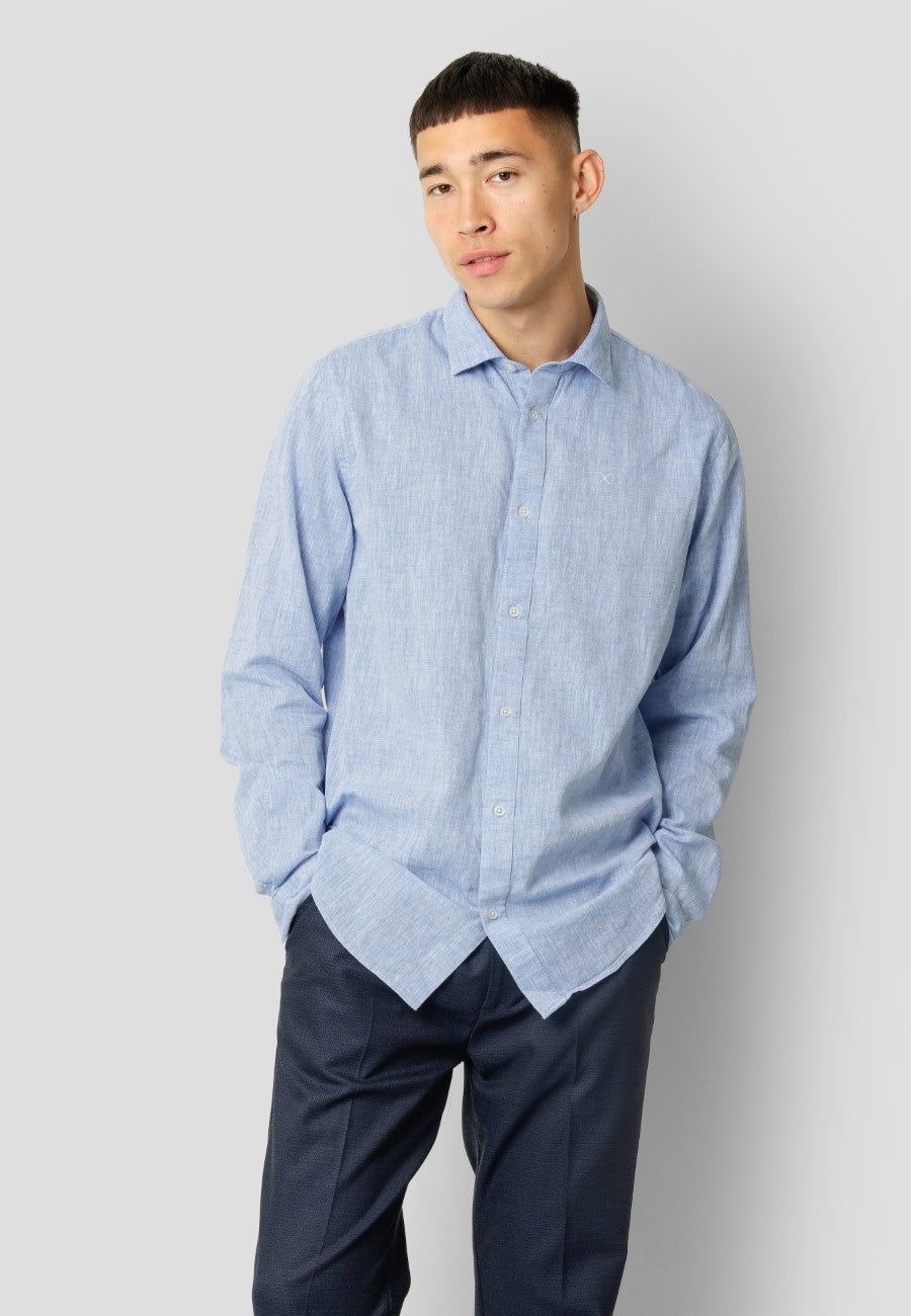 clean-cut-copenhagen-jamie-baumwoll-leinen-hemd-blau-melange-s image 2