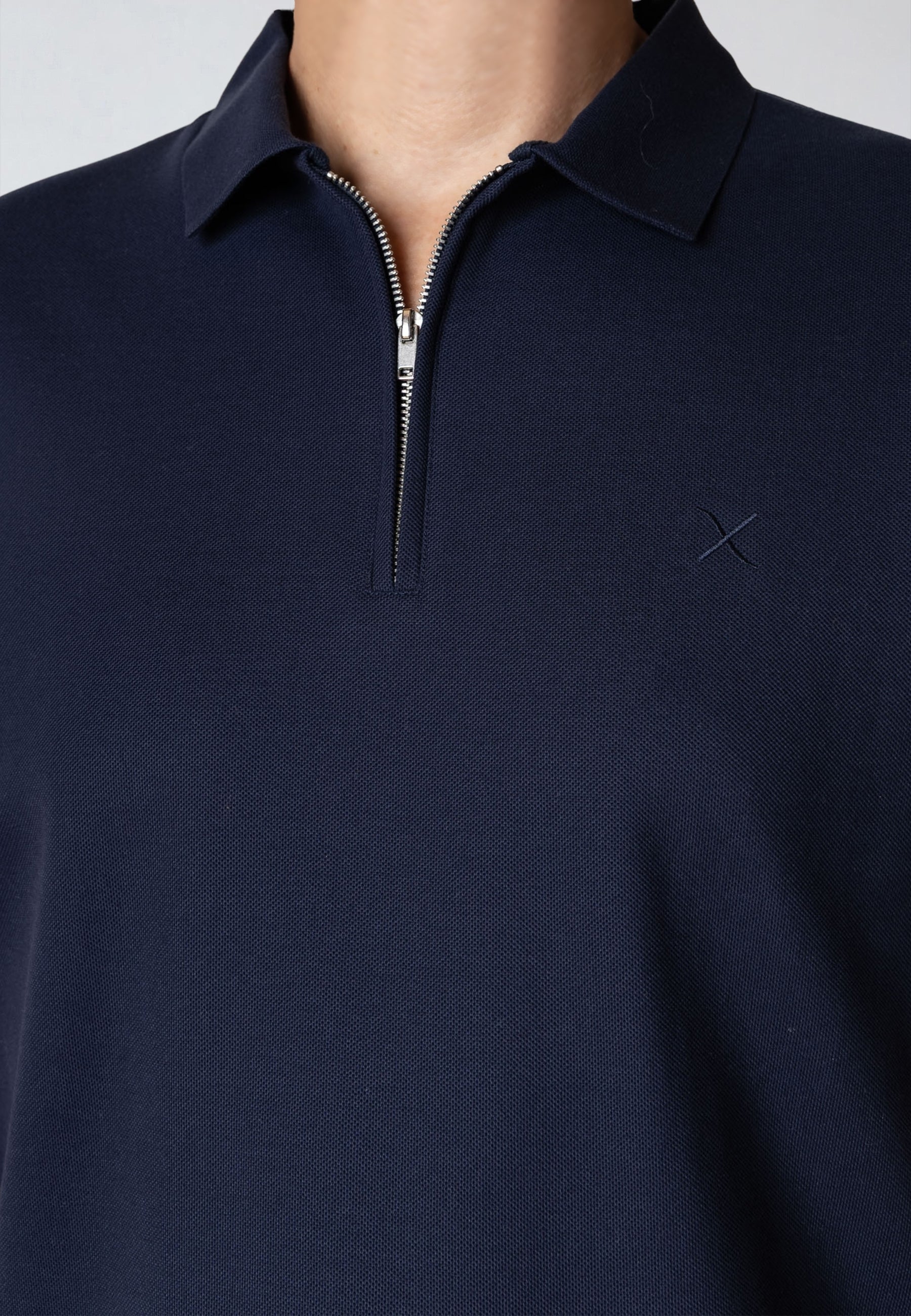 clean-cut-copenhagen-joss-zip-polo-navy-baumwolle-piqu image 2