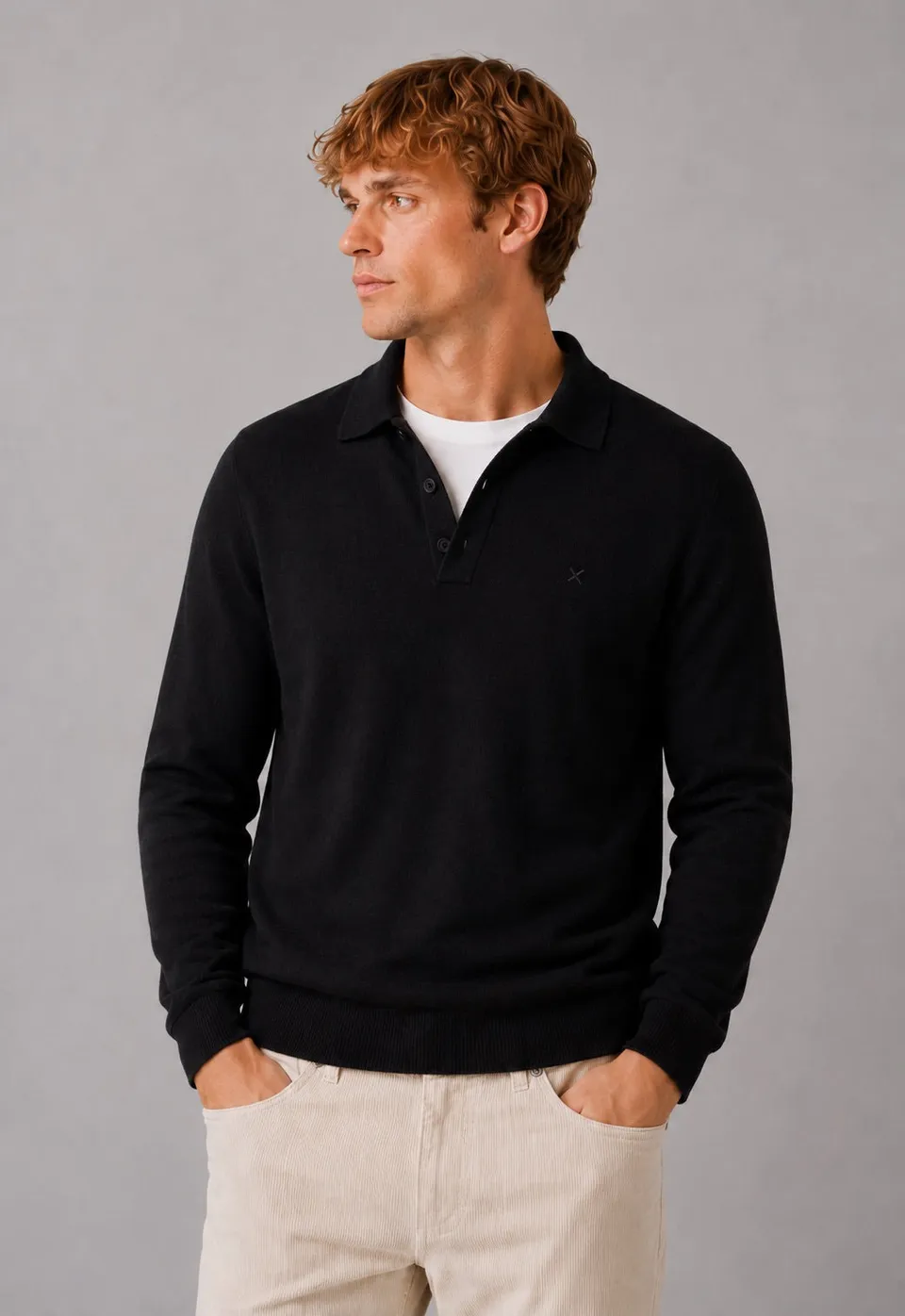 clean-cut-copenhagen-merino-strickpolo-schwarz-wolle image 1