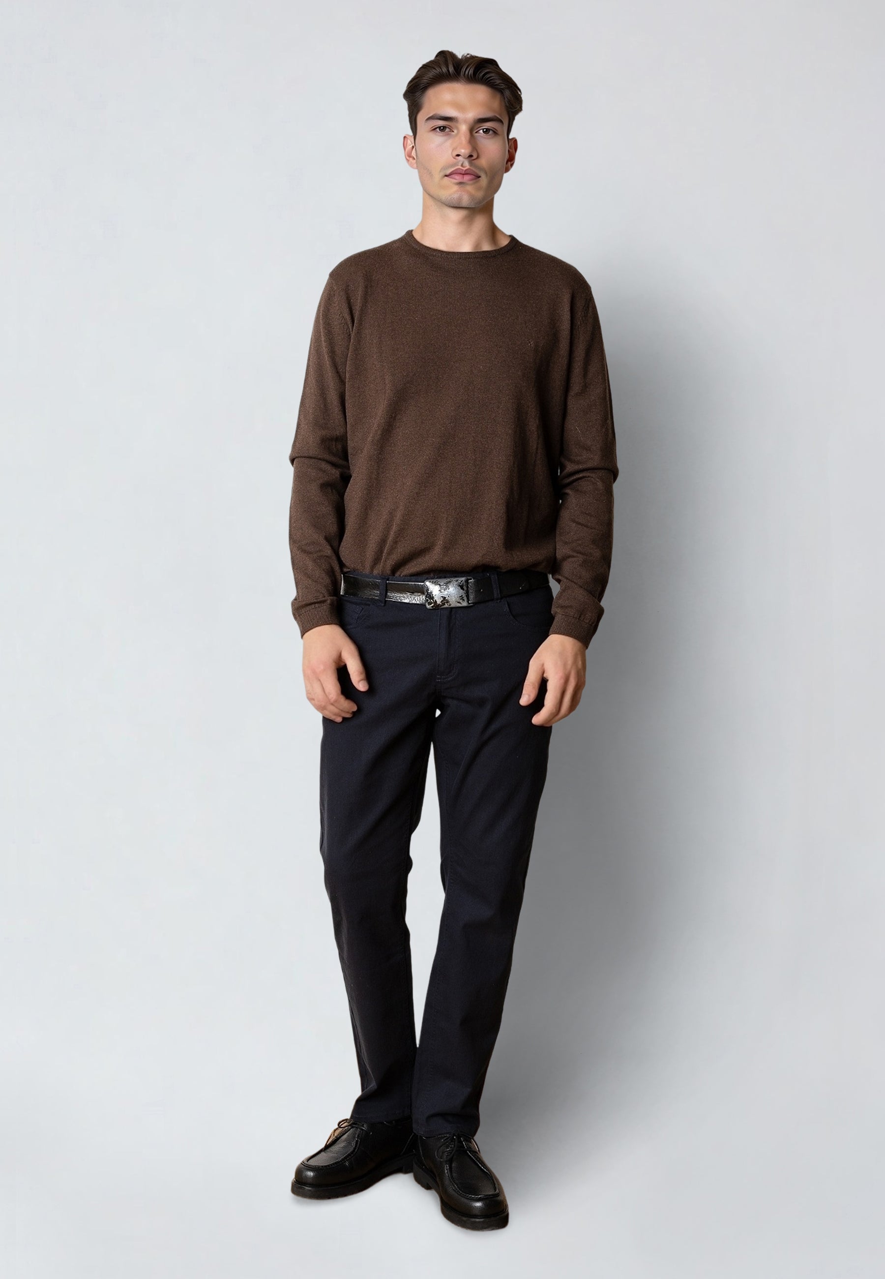 clean-cut-copenhagen-claude-strickpullover-herren-braun-melange-baumwolle image 2