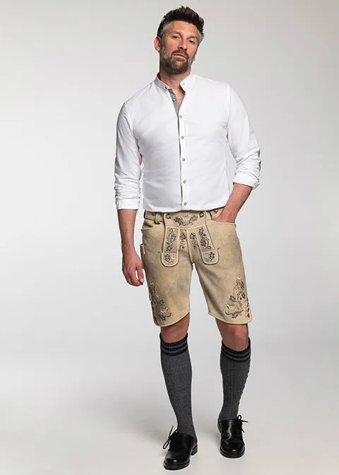 beckert-eggern-hirschlederhose-kurz-glacier-grau-bestickt image 1