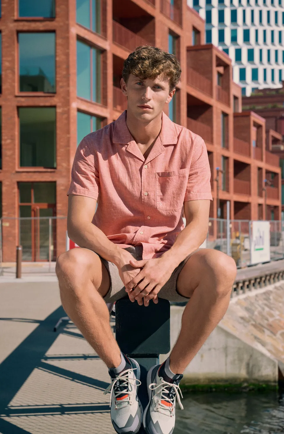 clean-cut-copenhagen-giles-baumwoll-leinen-hemd-orange-melange-s image 1