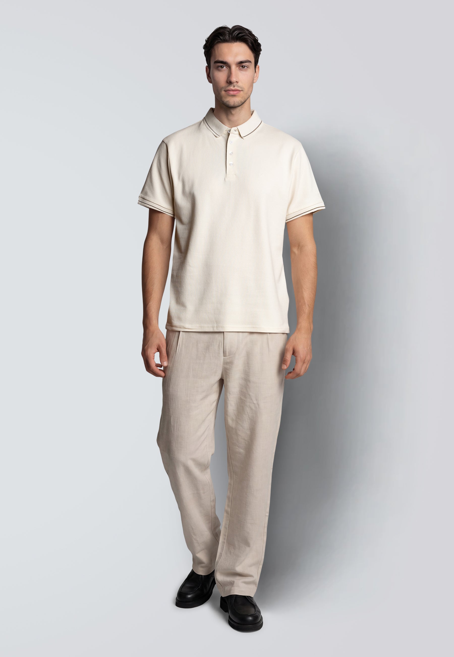 clean-cut-copenhagen-raphael-polo-ecru-stretch-baumwolle image 2