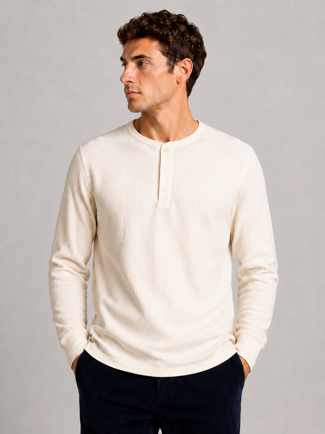 clean-cut-copenhagen-cal-grandad-langarmshirt-ecru-melange image 1
