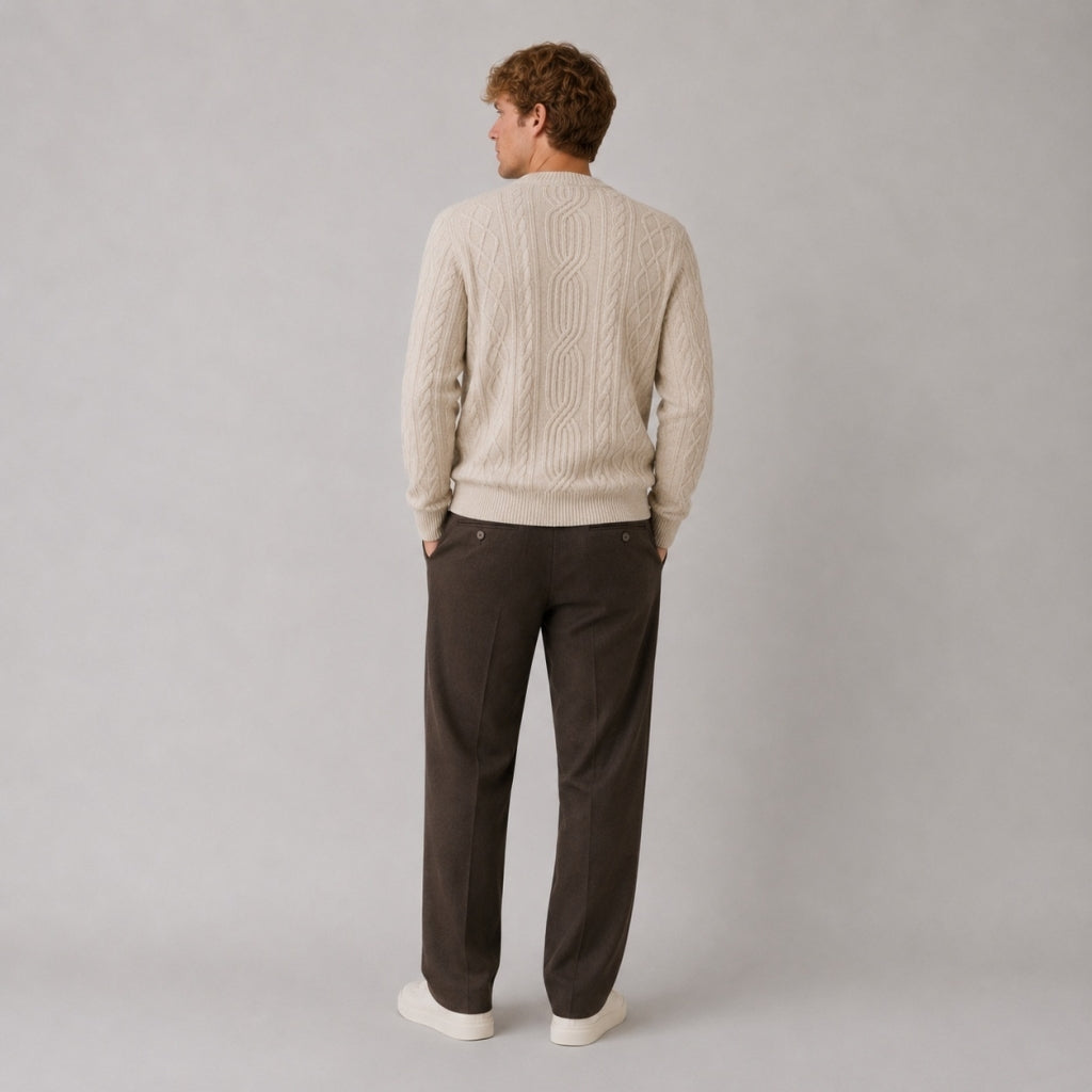 clean-cut-copenhagen-sander-zopfstrickpullover-ecru-melange-wolle image 5