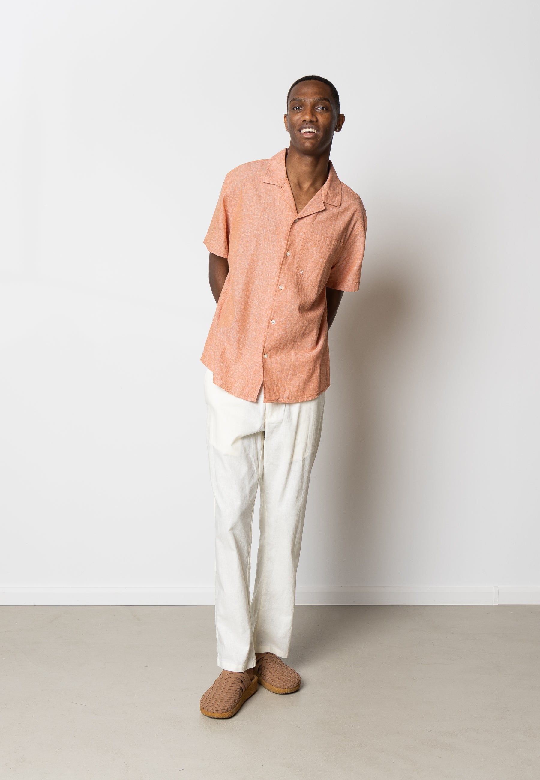 clean-cut-copenhagen-giles-baumwoll-leinen-hemd-orange-melange-s image 4