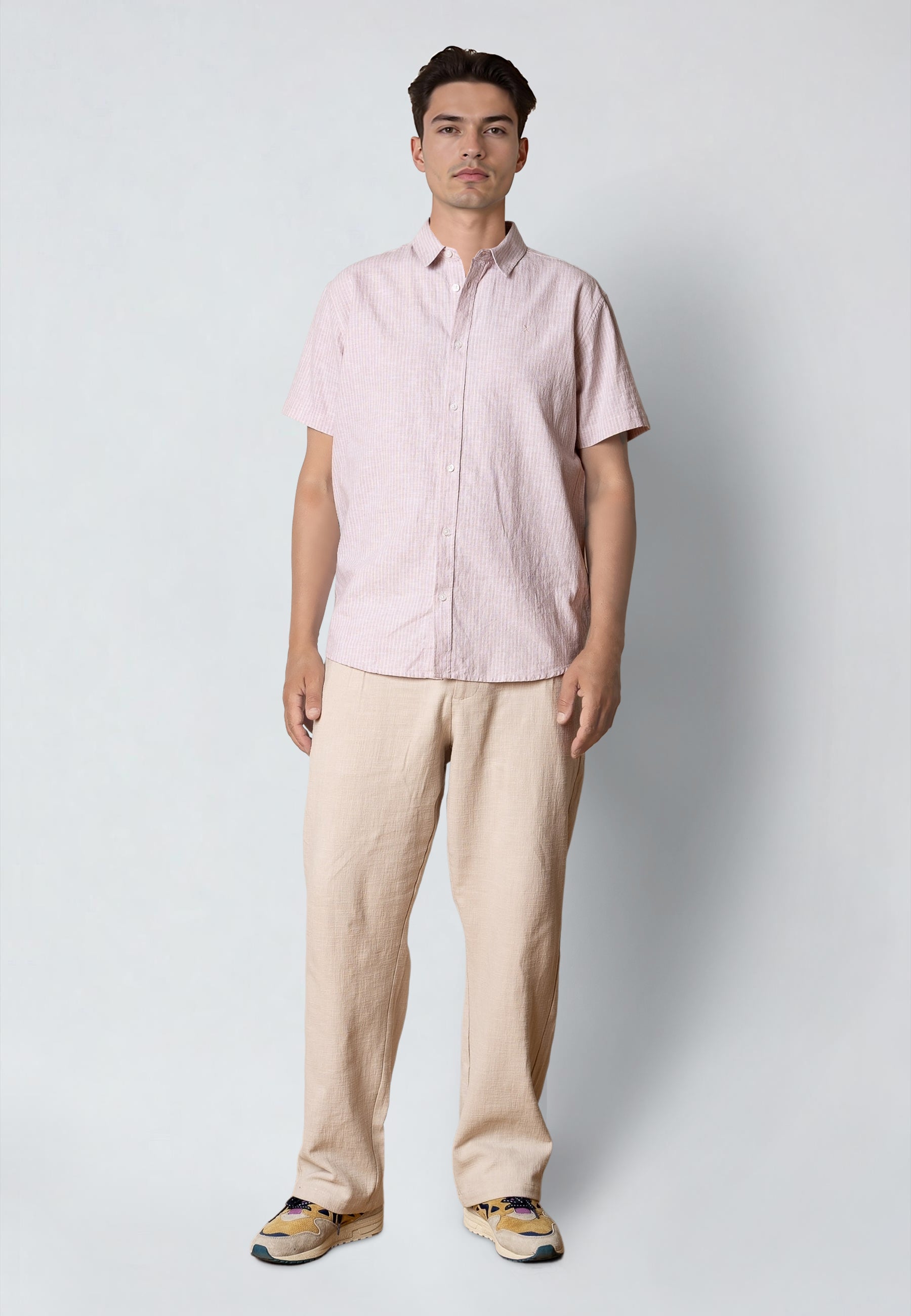 clean-cut-copenhagen-luca-kurzarmhemd-violet-ice-white-gestreift image 2