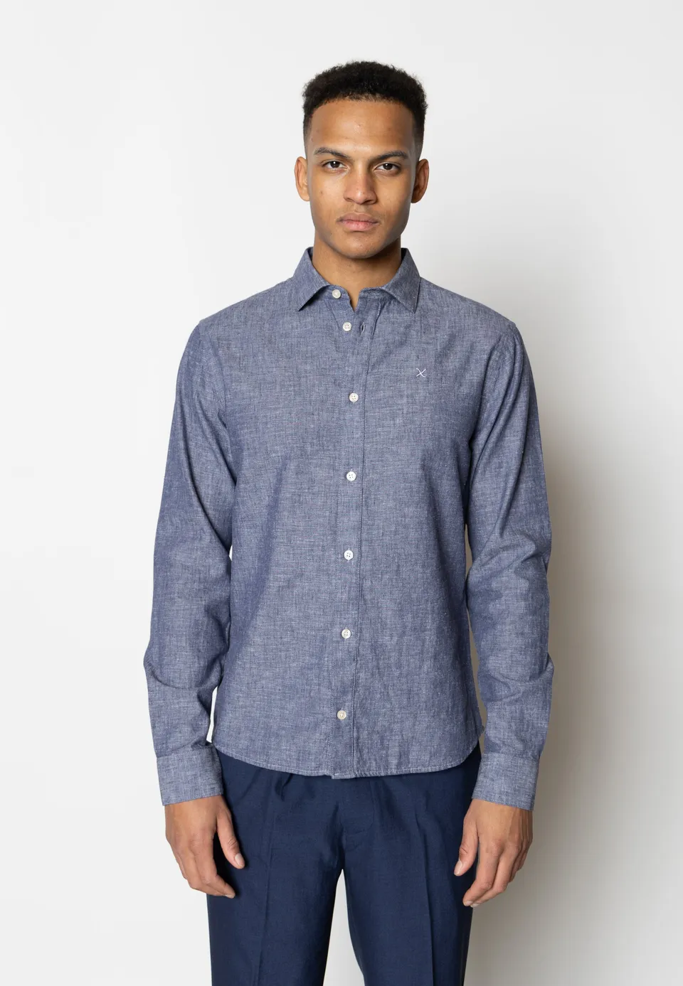 clean-cut-copenhagen-jamie-leinenhemd-dunkelblau-melange image 1