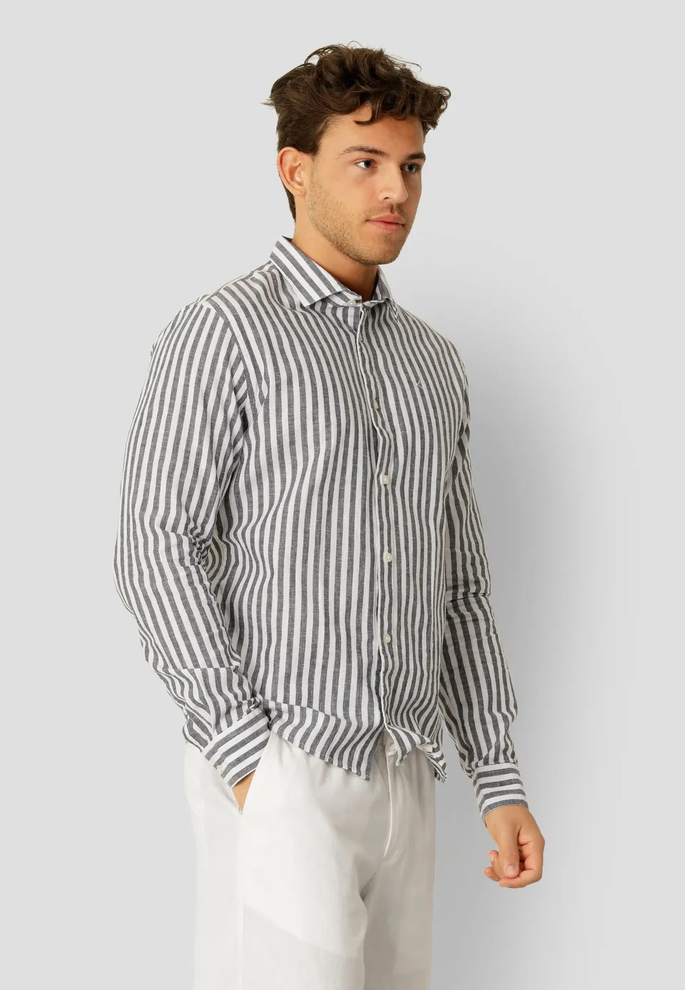 clean-cut-copenhagen-jamie-hemd-navy-ecru-leinen-streifen image 1