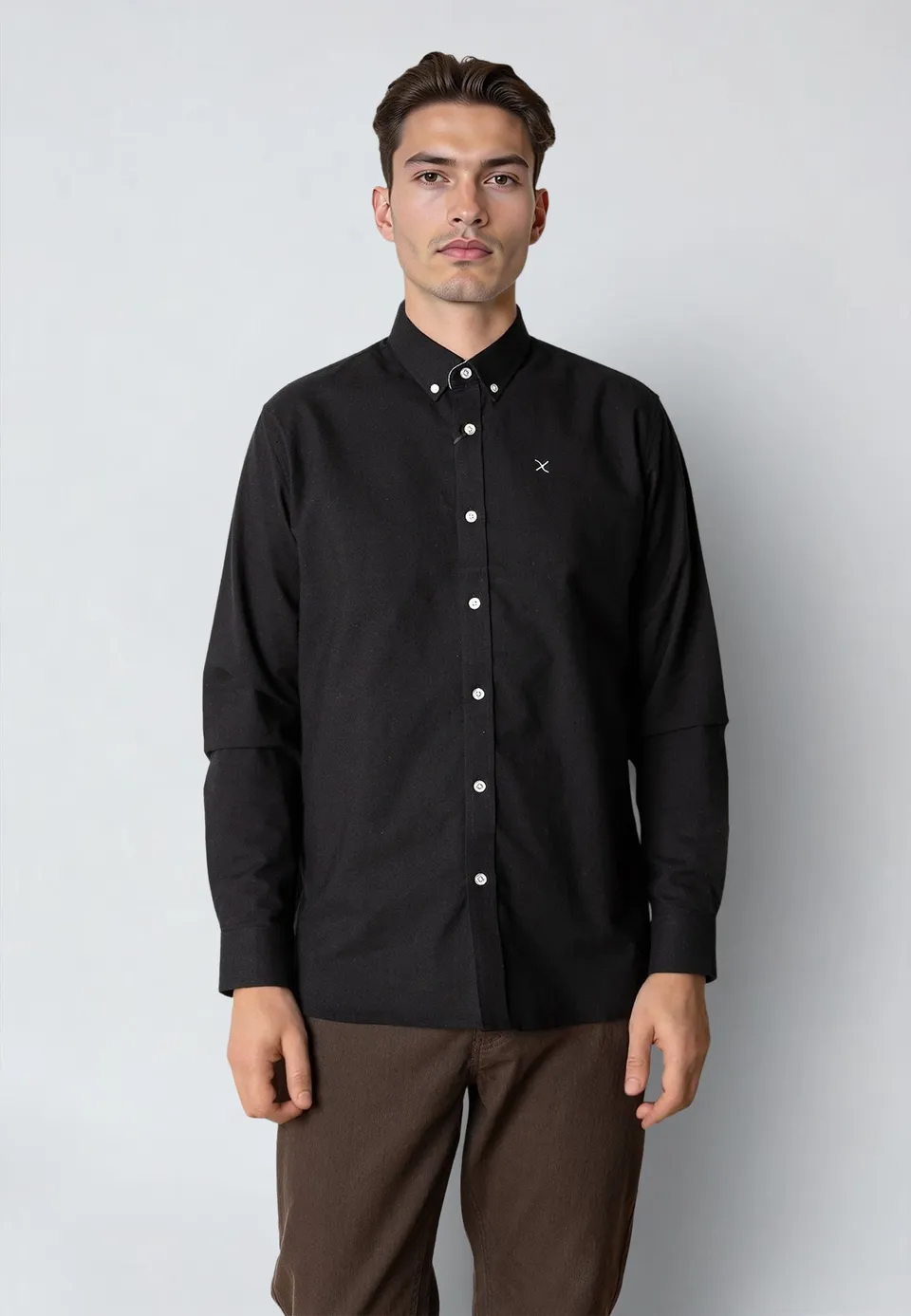 clean-cut-copenhagen-oxford-stretch-shirt-herrenhemd-schwarz image 1