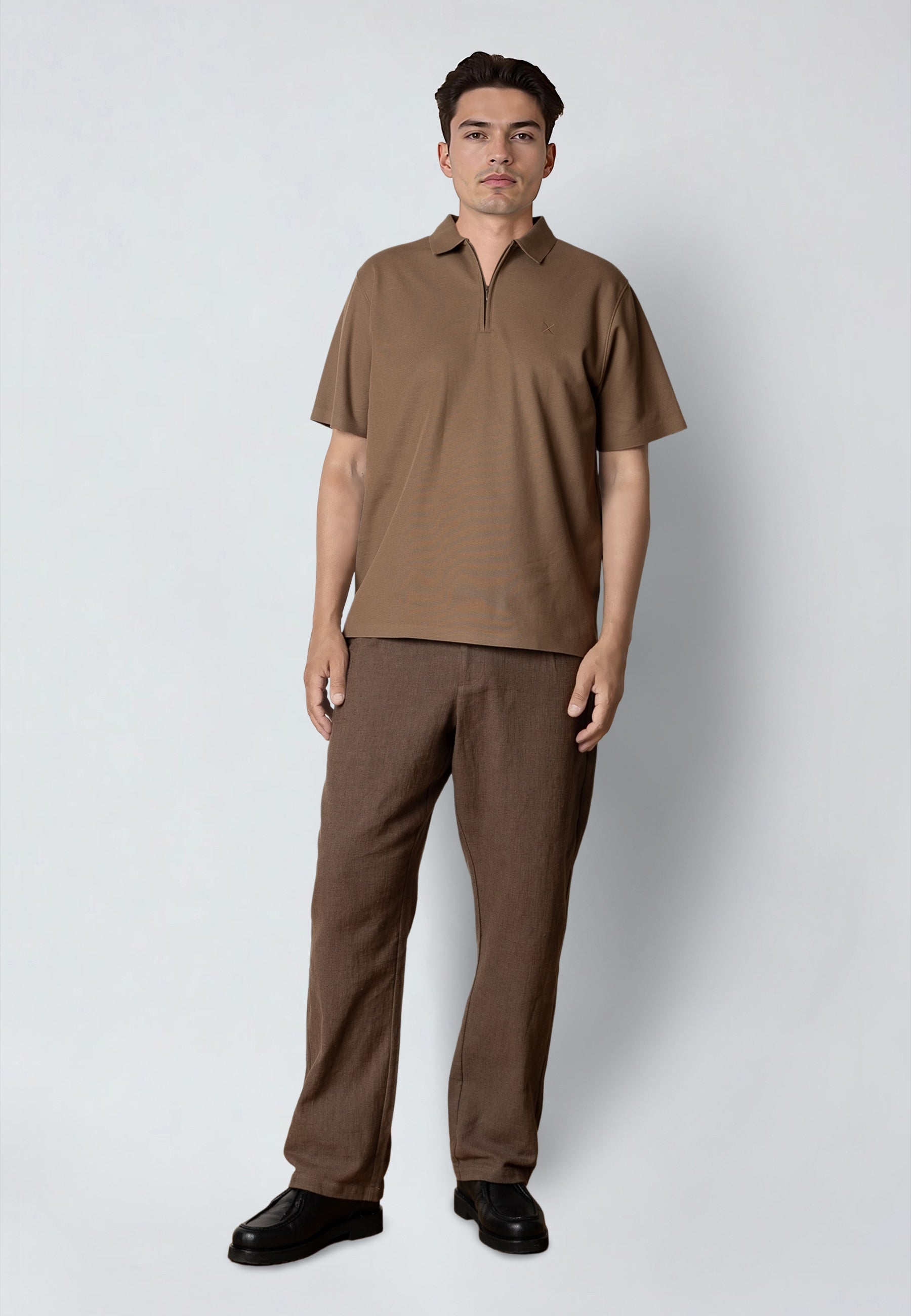 clean-cut-copenhagen-joss-zip-polo-shitake-baumwolle image 2