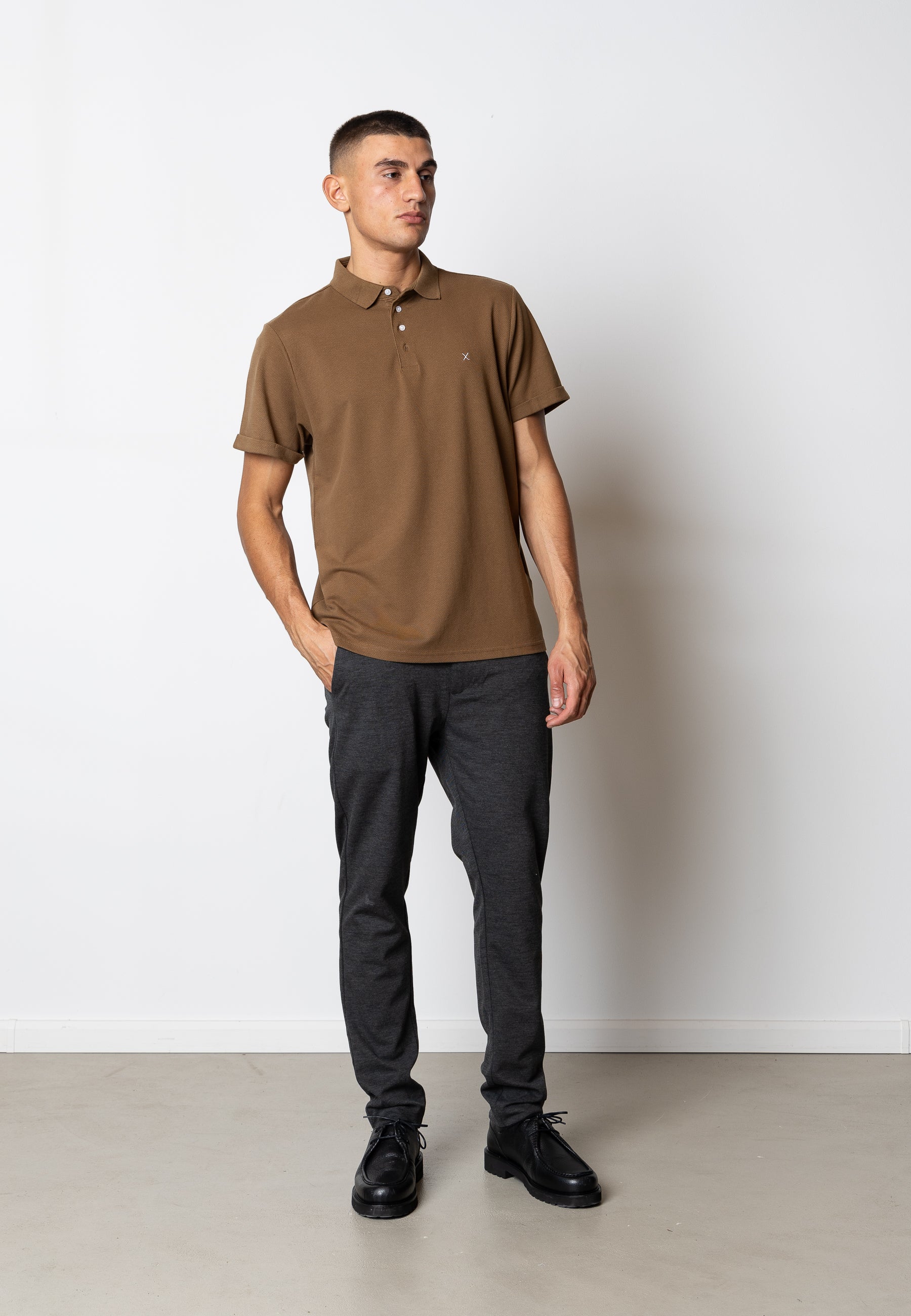 clean-cut-silkeborg-stretch-polo-dark-brown-baumwolle image 2