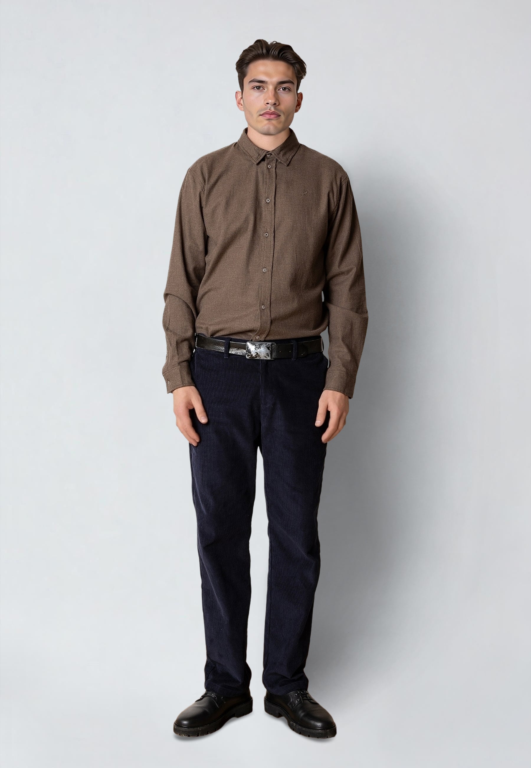 clean-cut-copenhagen-russel-flanellhemd-brown-melange-3xl-baumwolle image 3