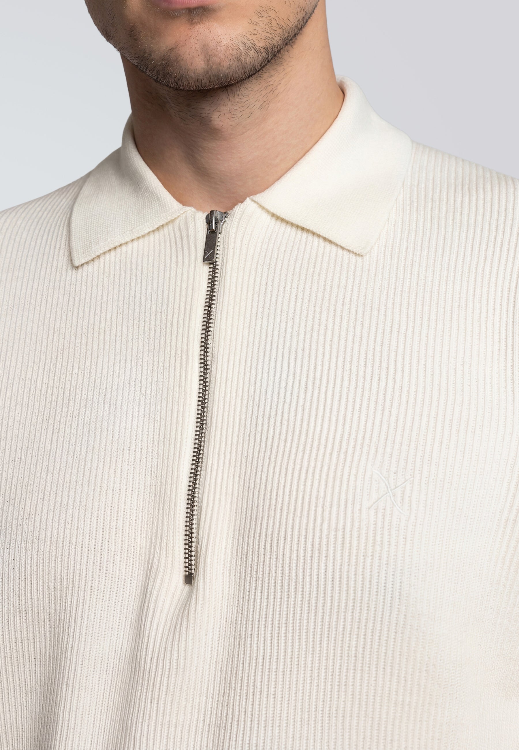 clean-cut-copenhagen-karl-strickpolo-ecru-zip-baumwolle image 3