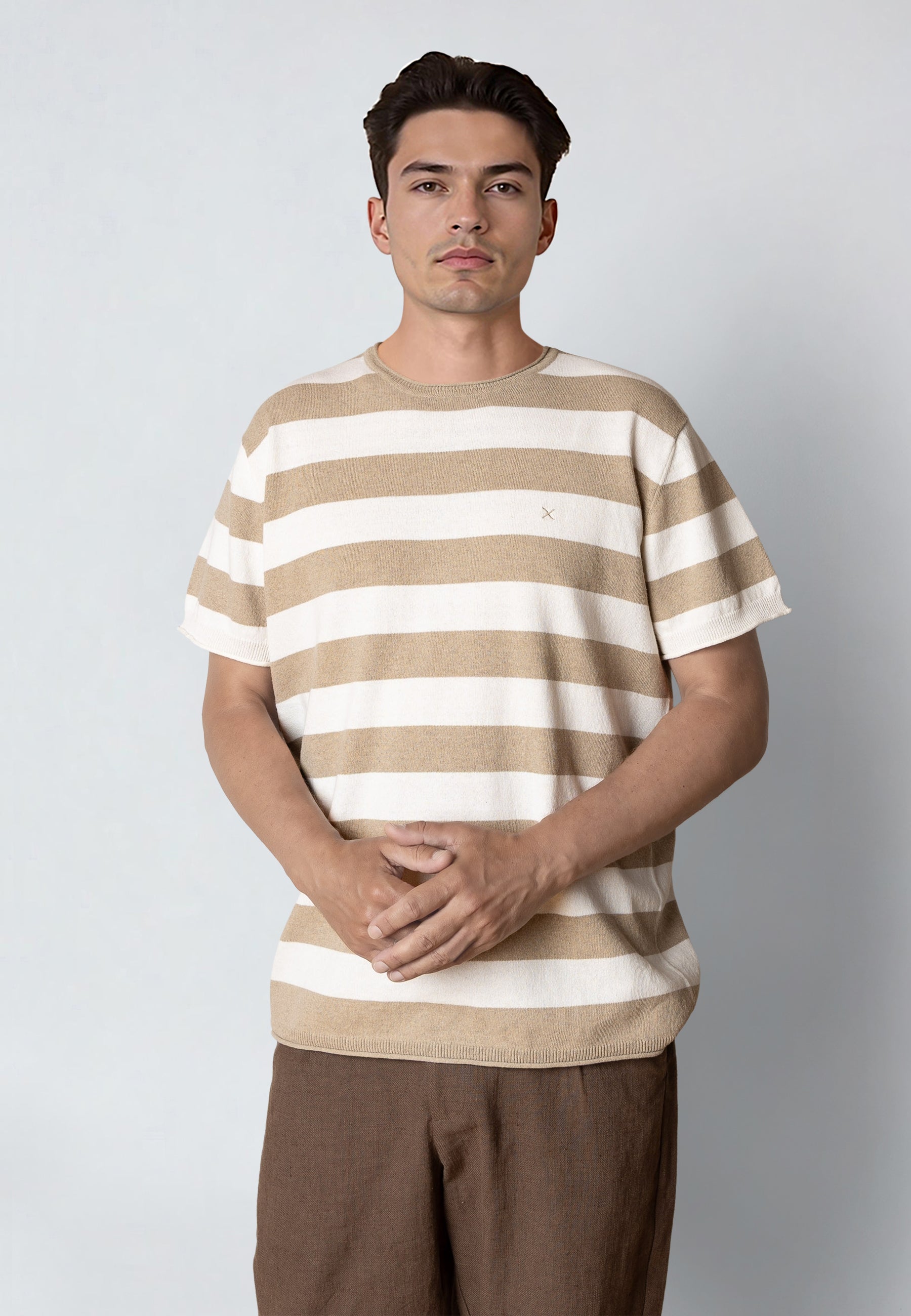 clean-cut-copenhagen-milas-knitted-t-shirt-shitake-ecru-gestreift image 1