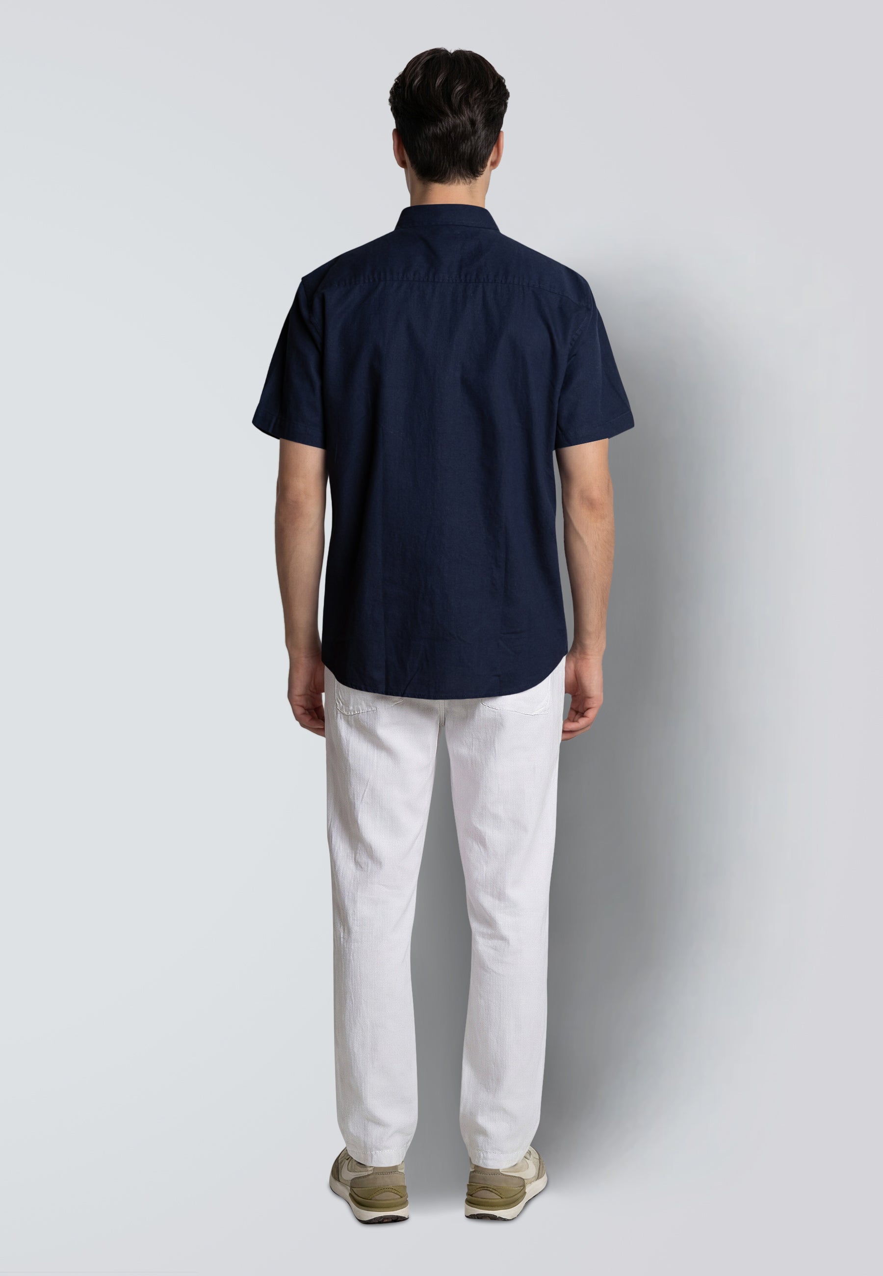 clean-cut-copenhagen-luca-kurzarm-hemd-navy-baumwolle-leinen image 5