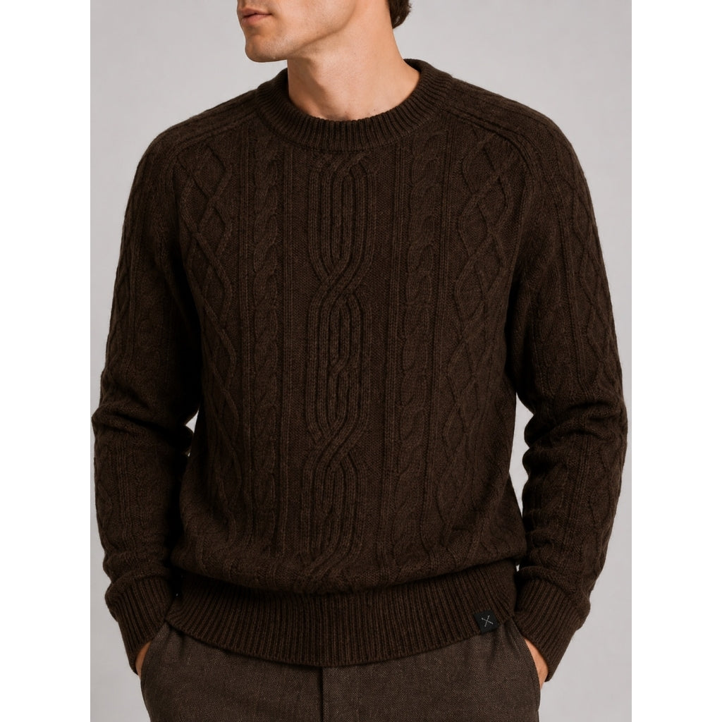 clean-cut-copenhagen-sander-zopfstrickpullover-dark-brown image 2