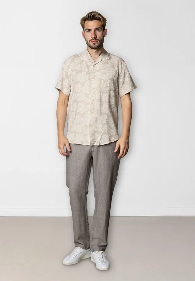 clean-cut-copenhagen-roman-hose-khaki-melange-leinen-regular image 1