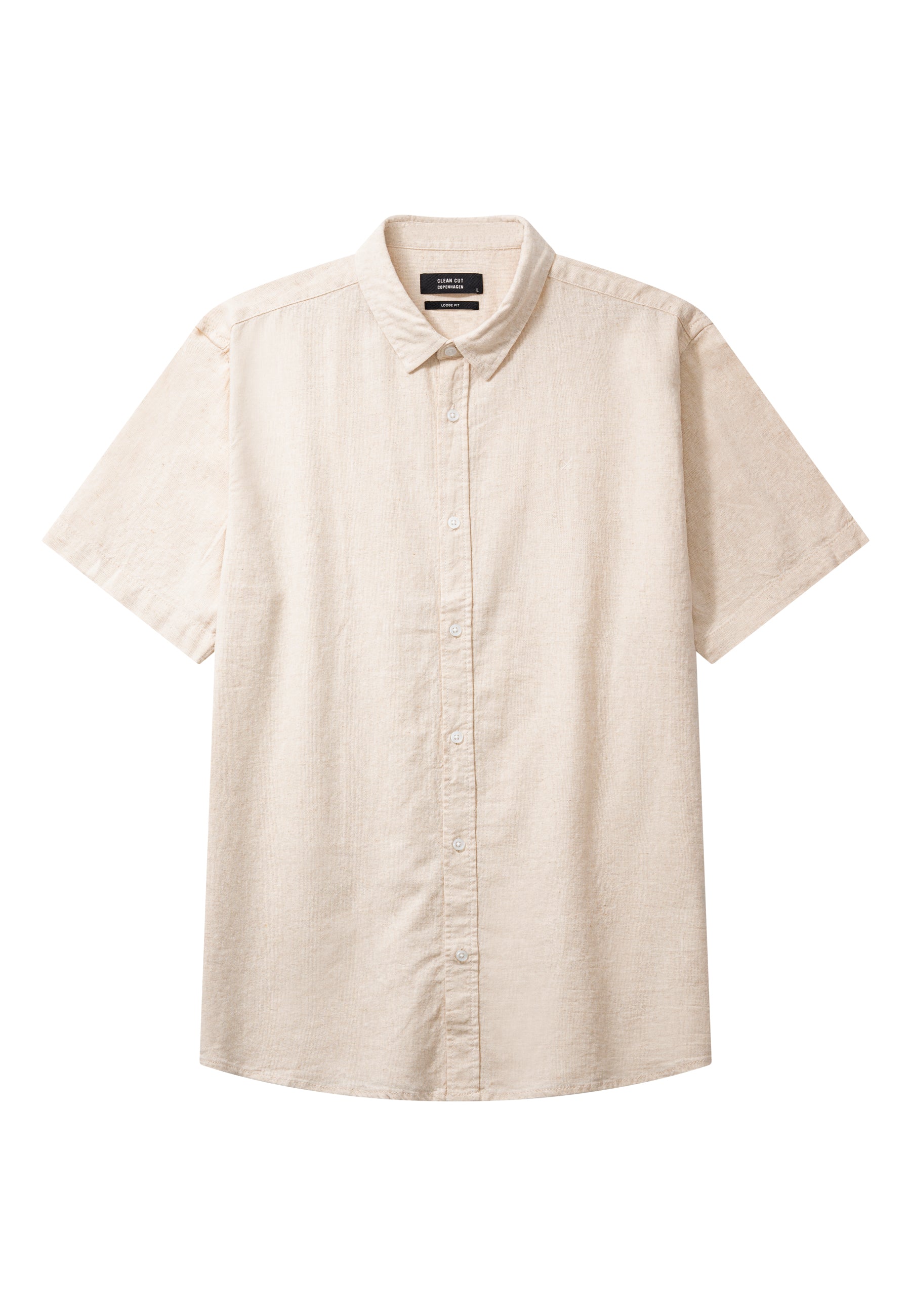 clean-cut-copenhagen-luca-kurzarm-hemd-hellbeige-leinen-baumwolle image 1