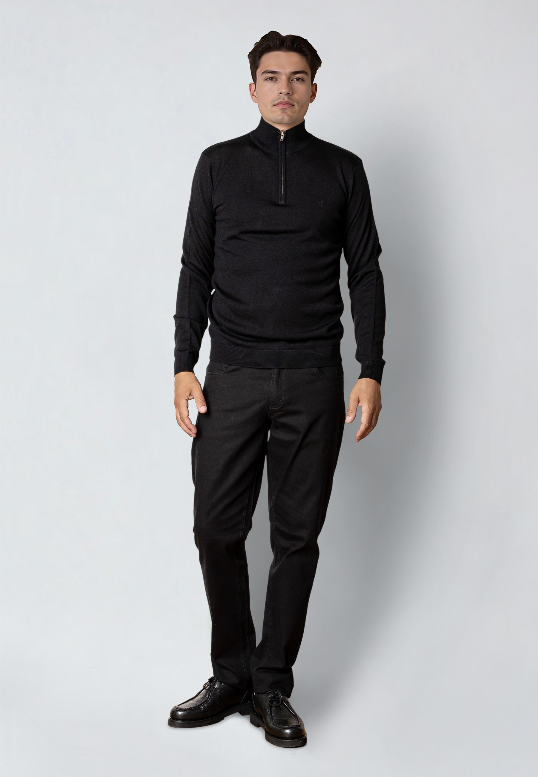 clean-cut-copenhagen-merino-1-2-zip-strickpullover-schwarz-herren image 2