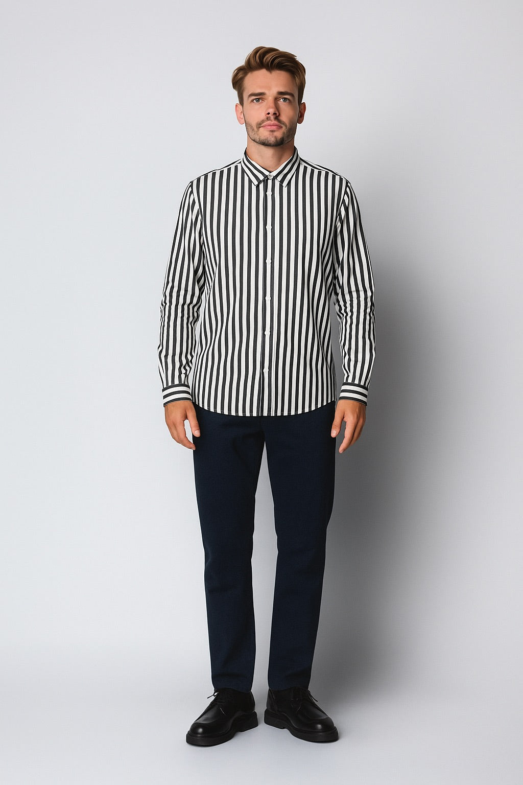 clean-cut-copenhagen-sandholm-hemd-herren-grau-gestreift image 2