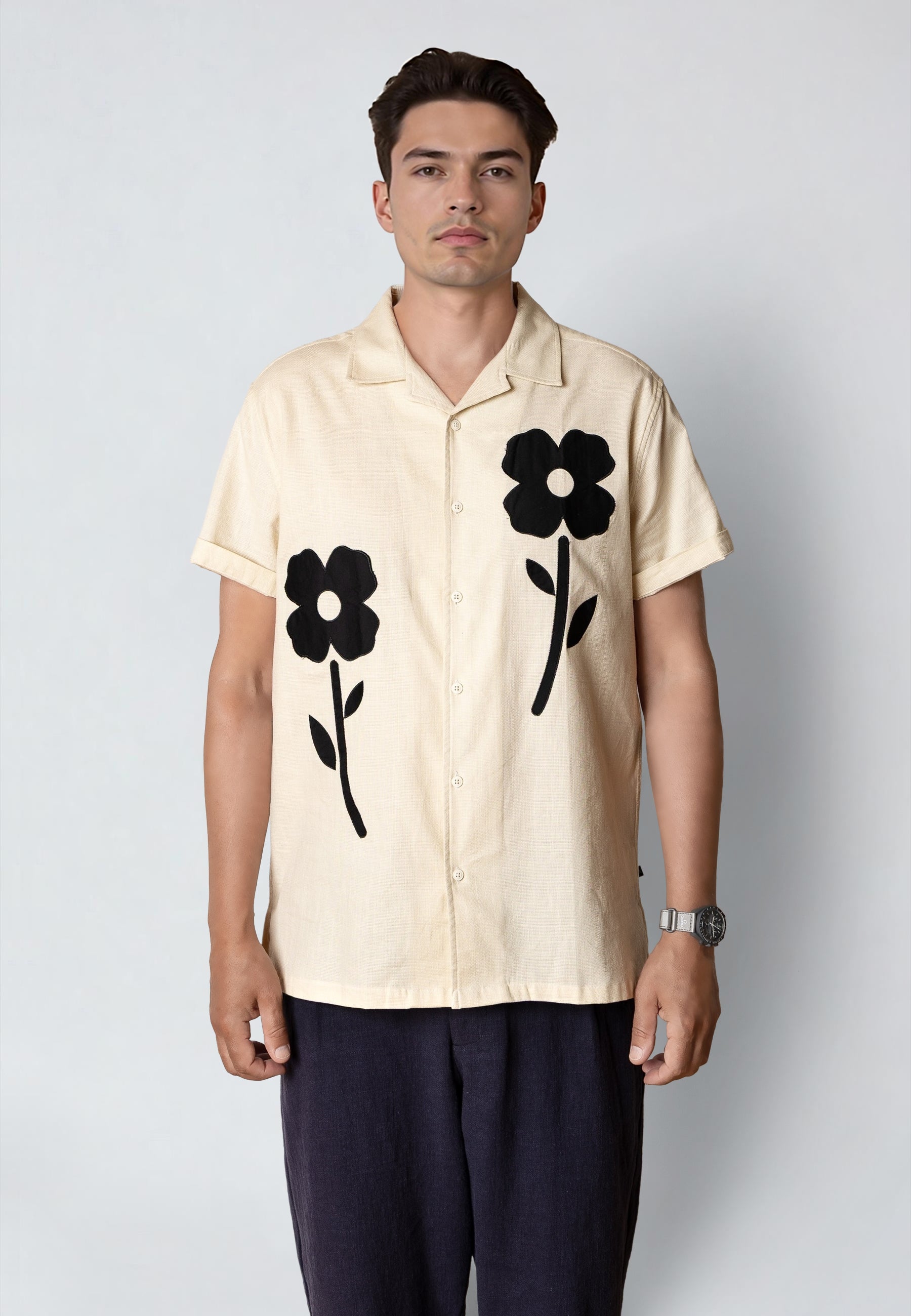 clean-cut-copenhagen-feliz-s-s-shirt-hemd-ecru-bowlingkragen image 2