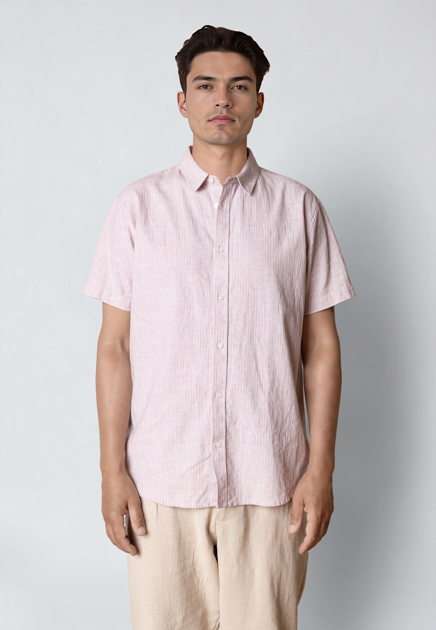 clean-cut-copenhagen-luca-kurzarmhemd-violet-ice-white-gestreift image 1