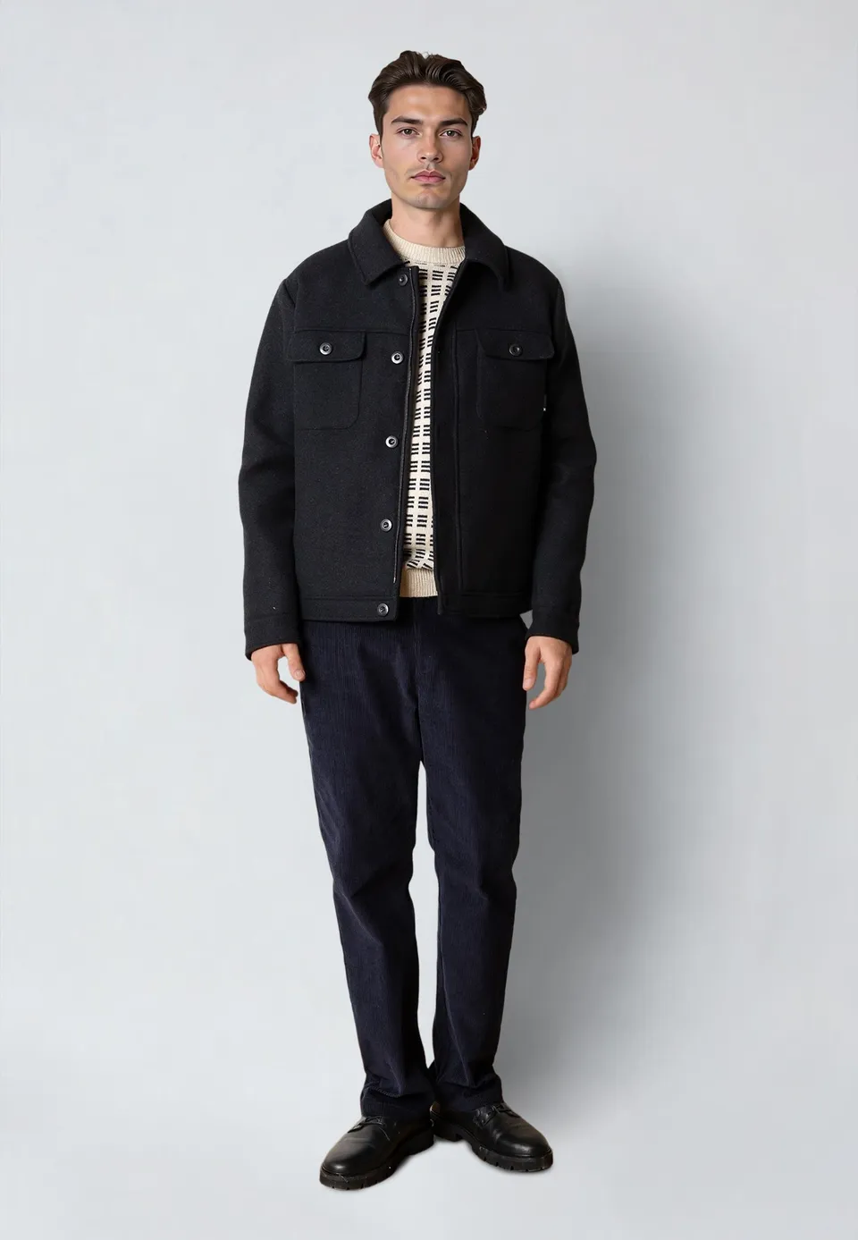 clean-cut-copenhagen-luke-wool-jacke-dark-navy-wollmix image 1
