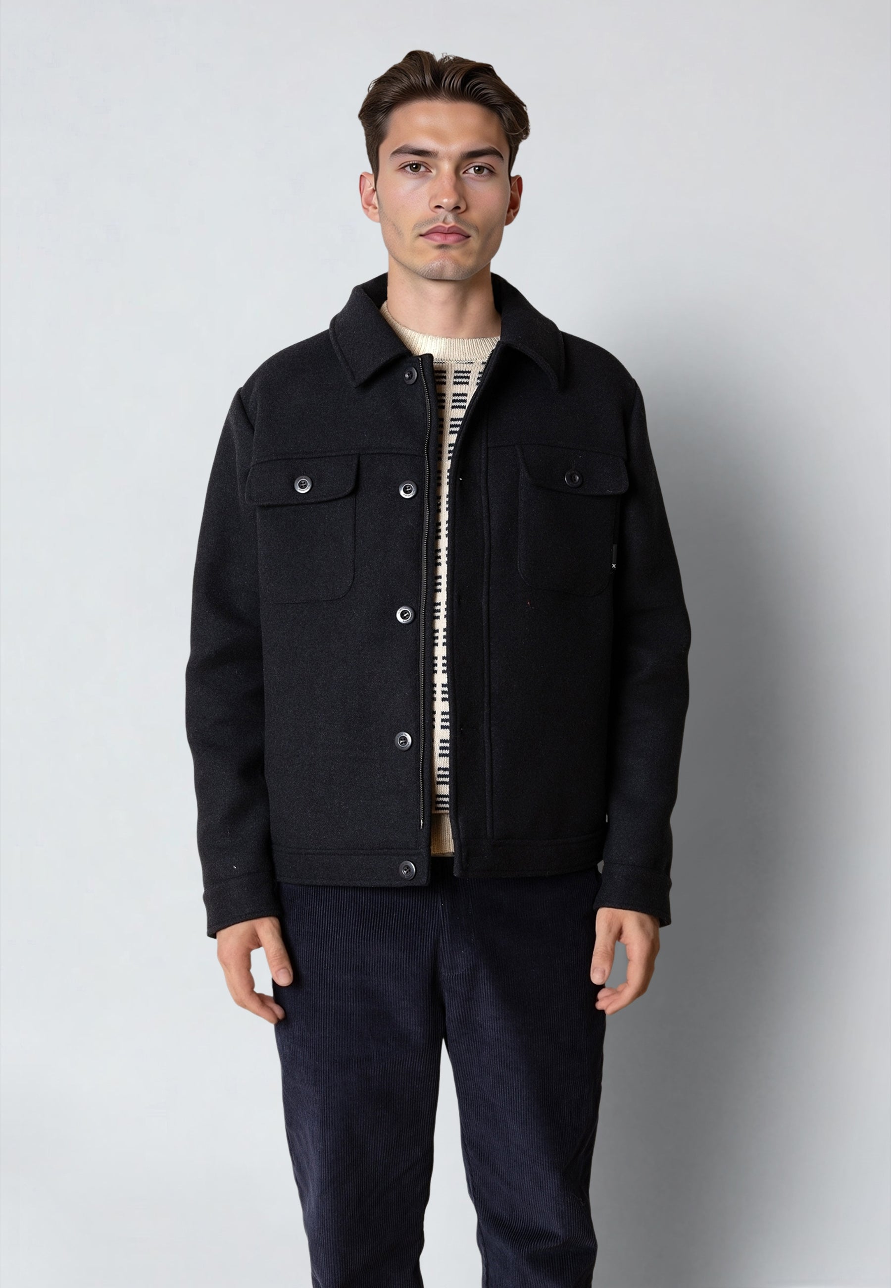 clean-cut-copenhagen-luke-wool-jacke-dark-navy-wollmix image 2