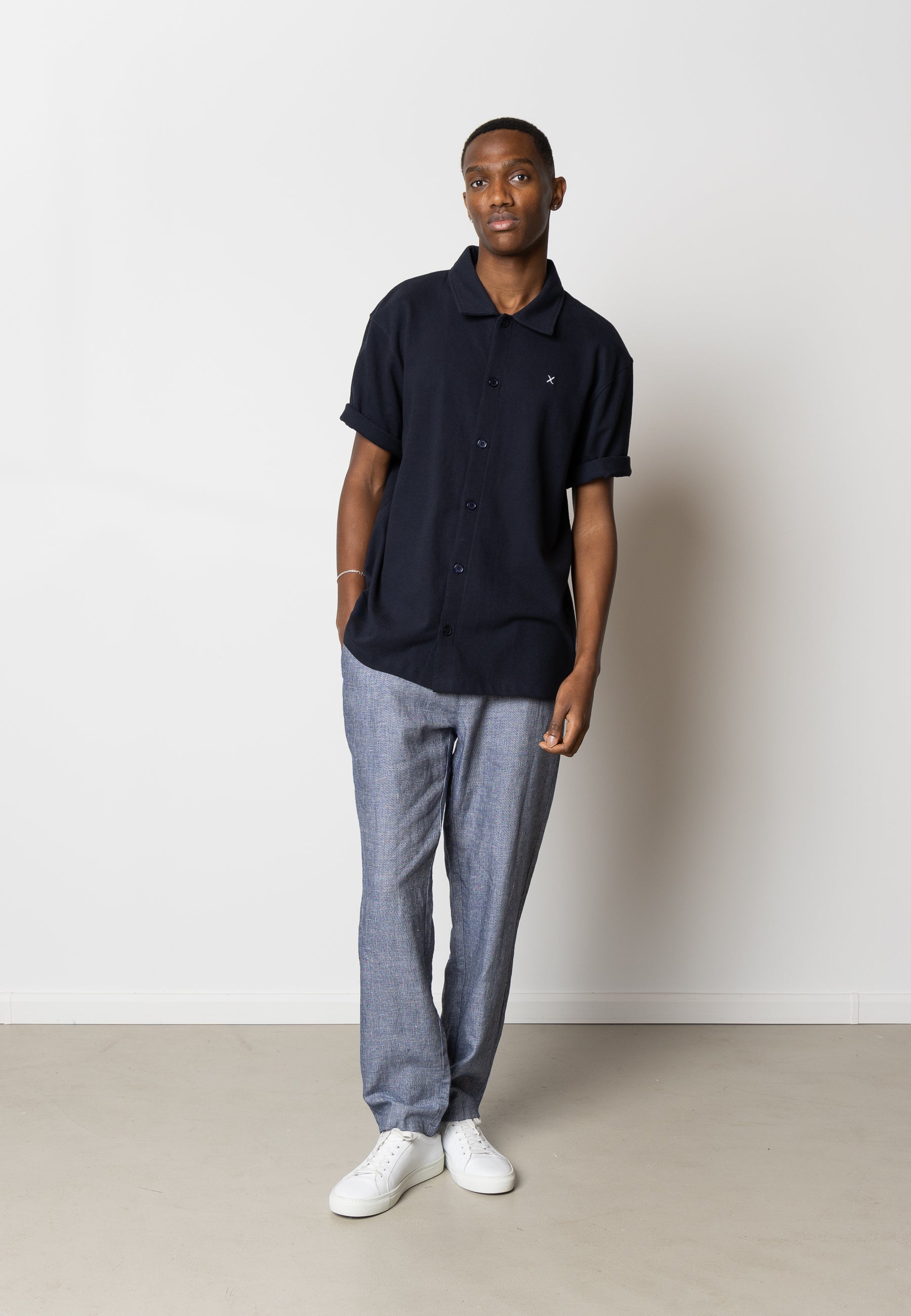 clean-cut-calton-kurzarm-hemd-dark-navy-baumwolle image 6