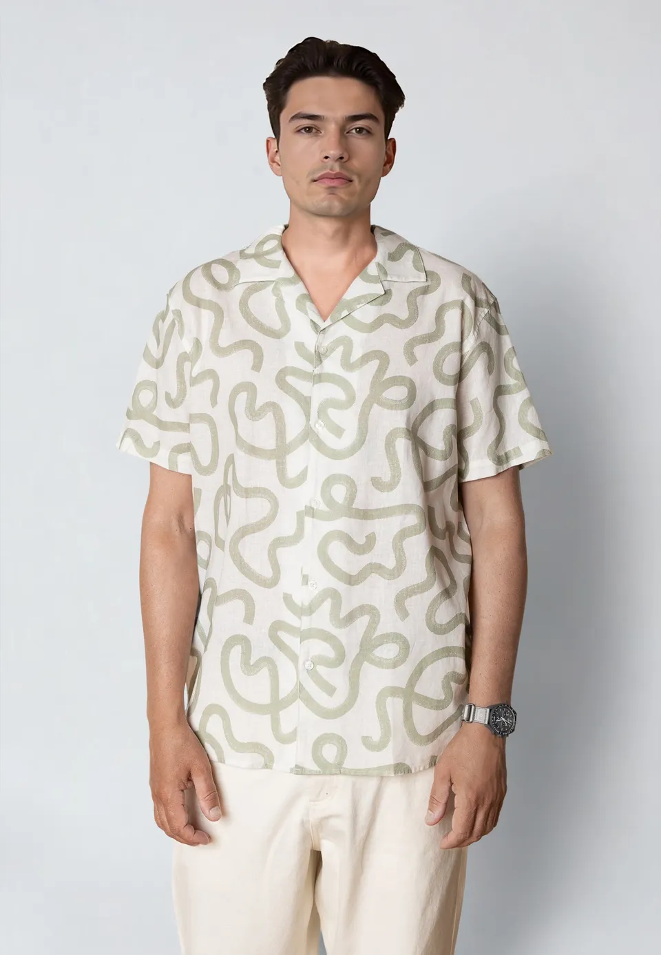 clean-cut-copenhagen-cleave-kurzarmhemd-sage-leinen image 1