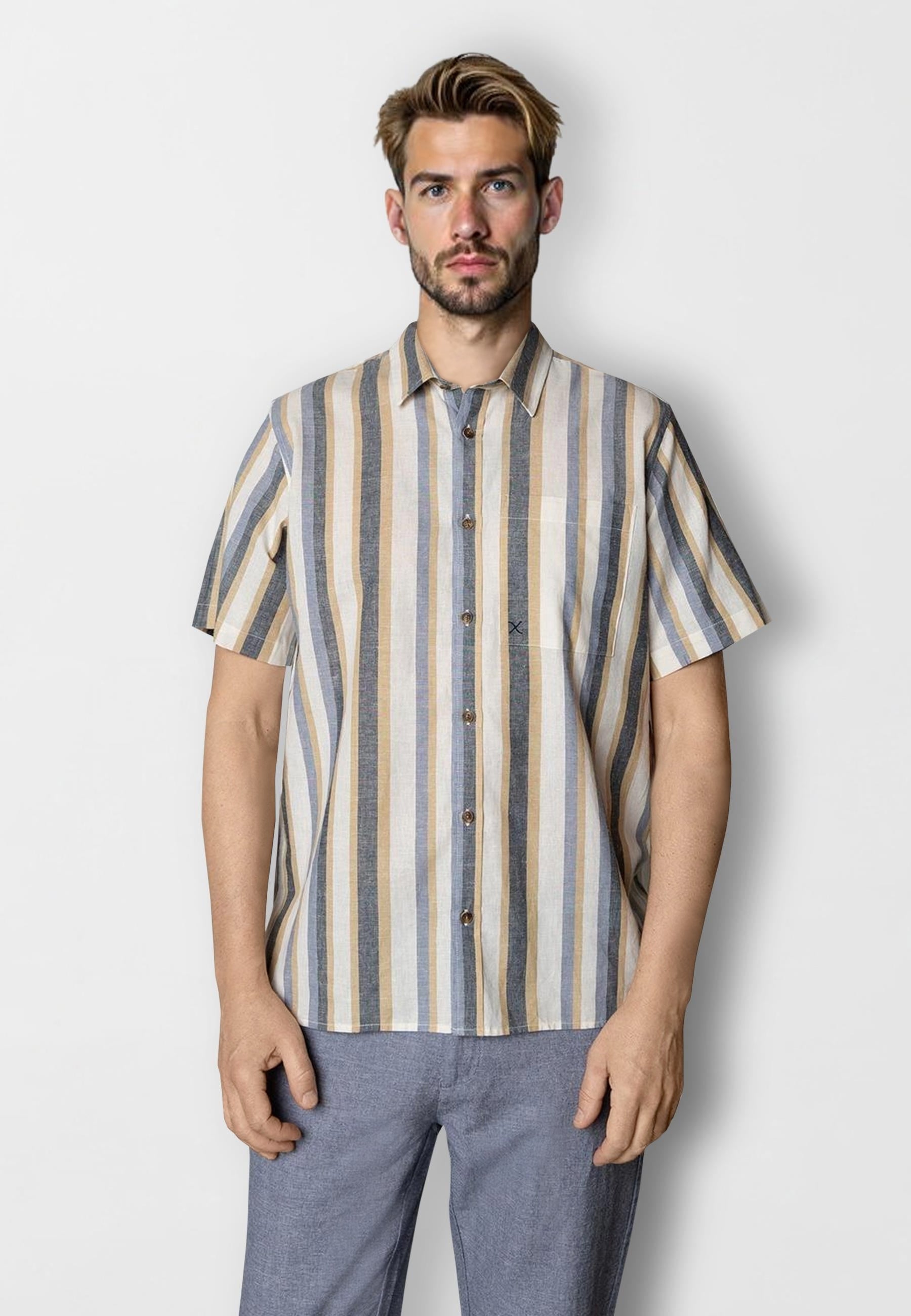 clean-cut-copenhagen-eli-s-s-shirt-hemd-ecru-blau-streifen image 1