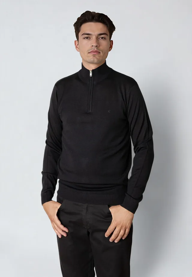 clean-cut-copenhagen-merino-1-2-zip-strickpullover-schwarz-herren image 1