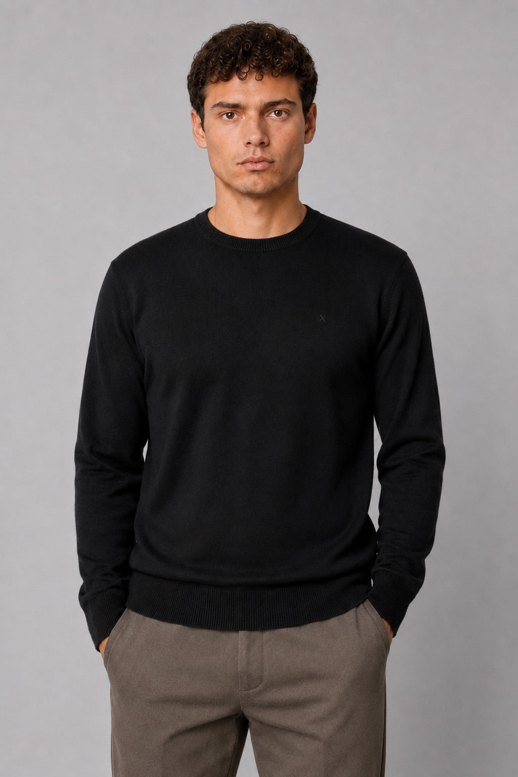 clean-cut-copenhagen-merino-crewneck-strickpullover-schwarz-merinowolle image 1