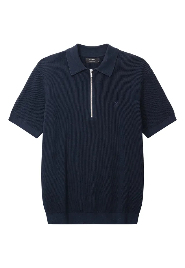 clean-cut-copenhagen-karl-zip-polo-navy-baumwolle image 1