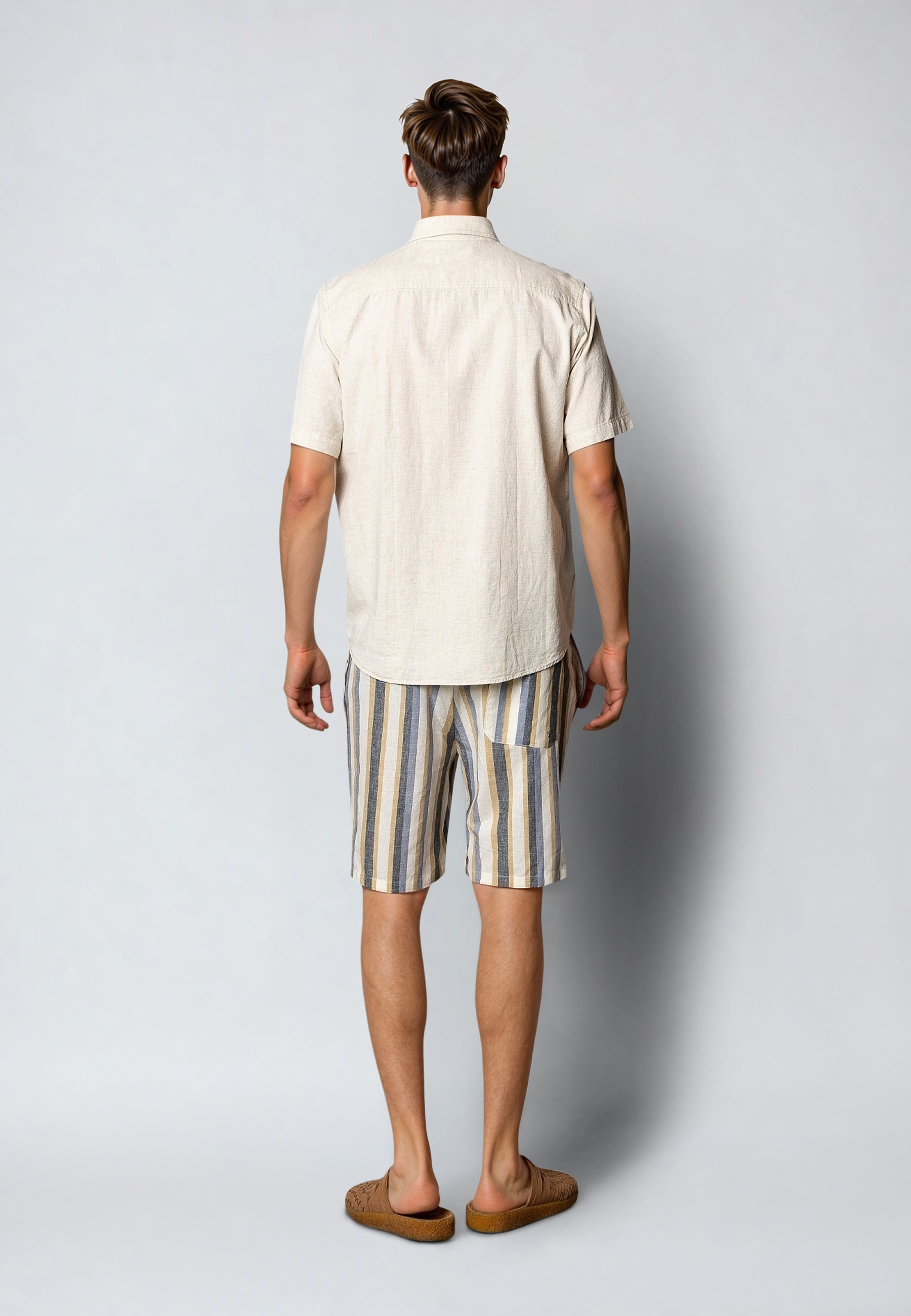 clean-cut-copenhagen-eli-leinen-shorts-ecru-blau-gestreift image 4