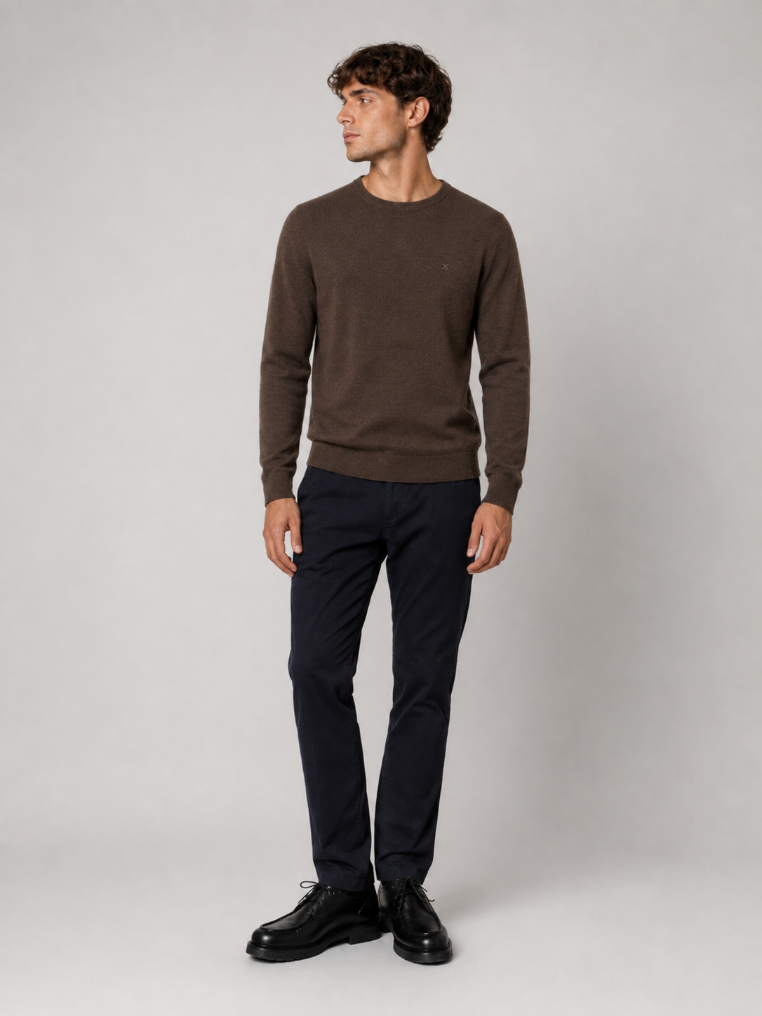 clean-cut-copenhagen-knitwear-merino-crewneck-pullover-brown-melange image 3