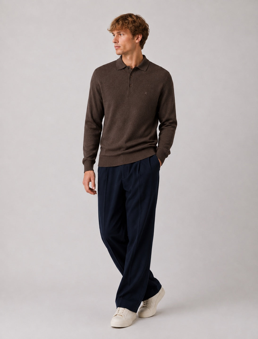 clean-cut-copenhagen-merino-polo-herren-brown-melange-strick image 3