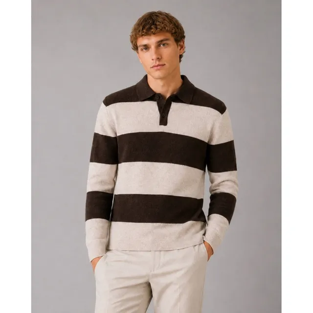 clean-cut-copenhagen-marvin-cashmere-polo-braun-stripe-strick image 1