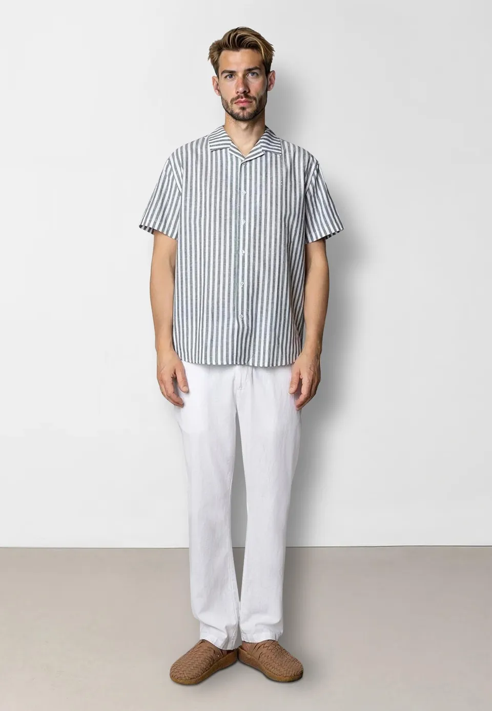 clean-cut-copenhagen-giles-bowlinghemd-dunkelgr-n-leinenmix image 1