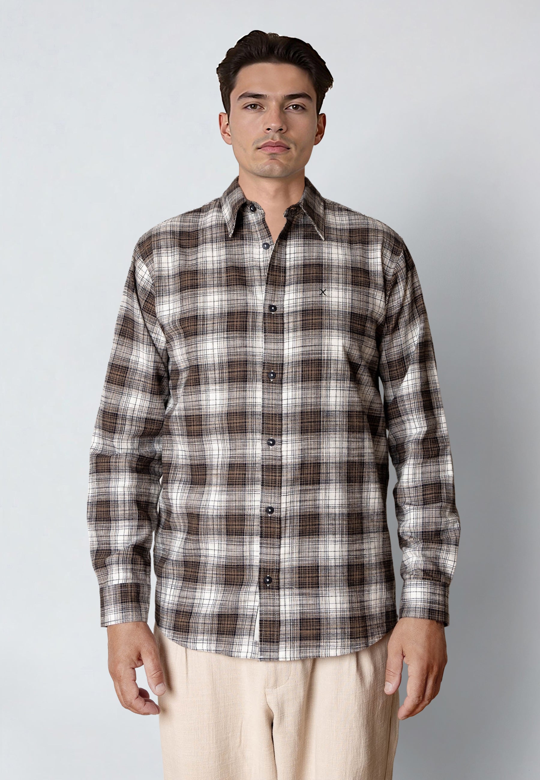 clean-cut-copenhagen-remy-checked-shirt-herren-shitake-navy image 2
