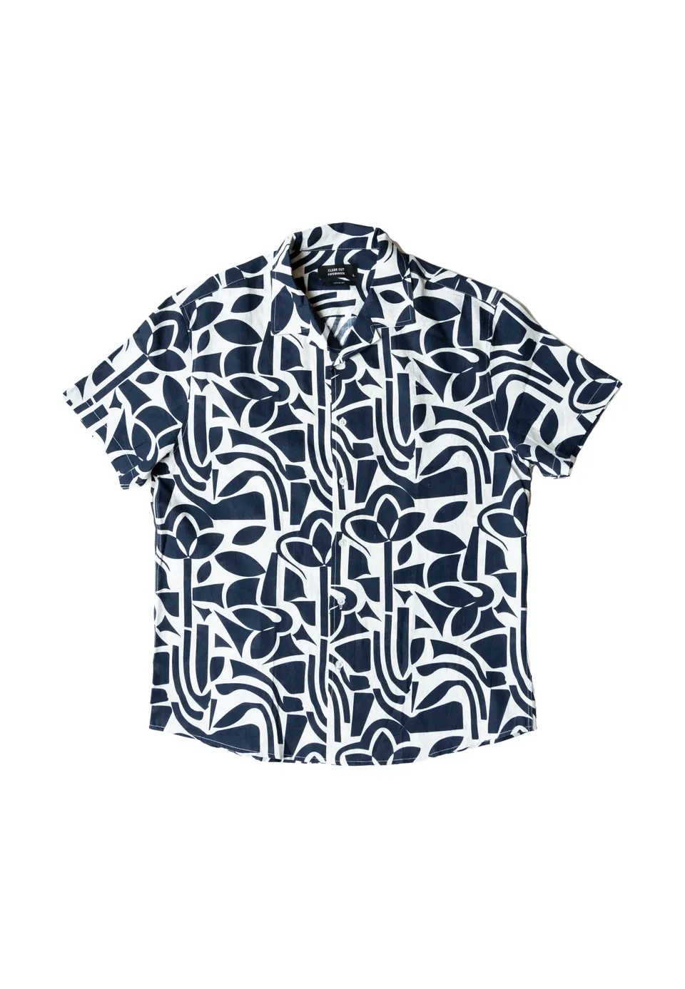 clean-cut-copenhagen-noah-hemd-navy-ecru-tencel-print image 1