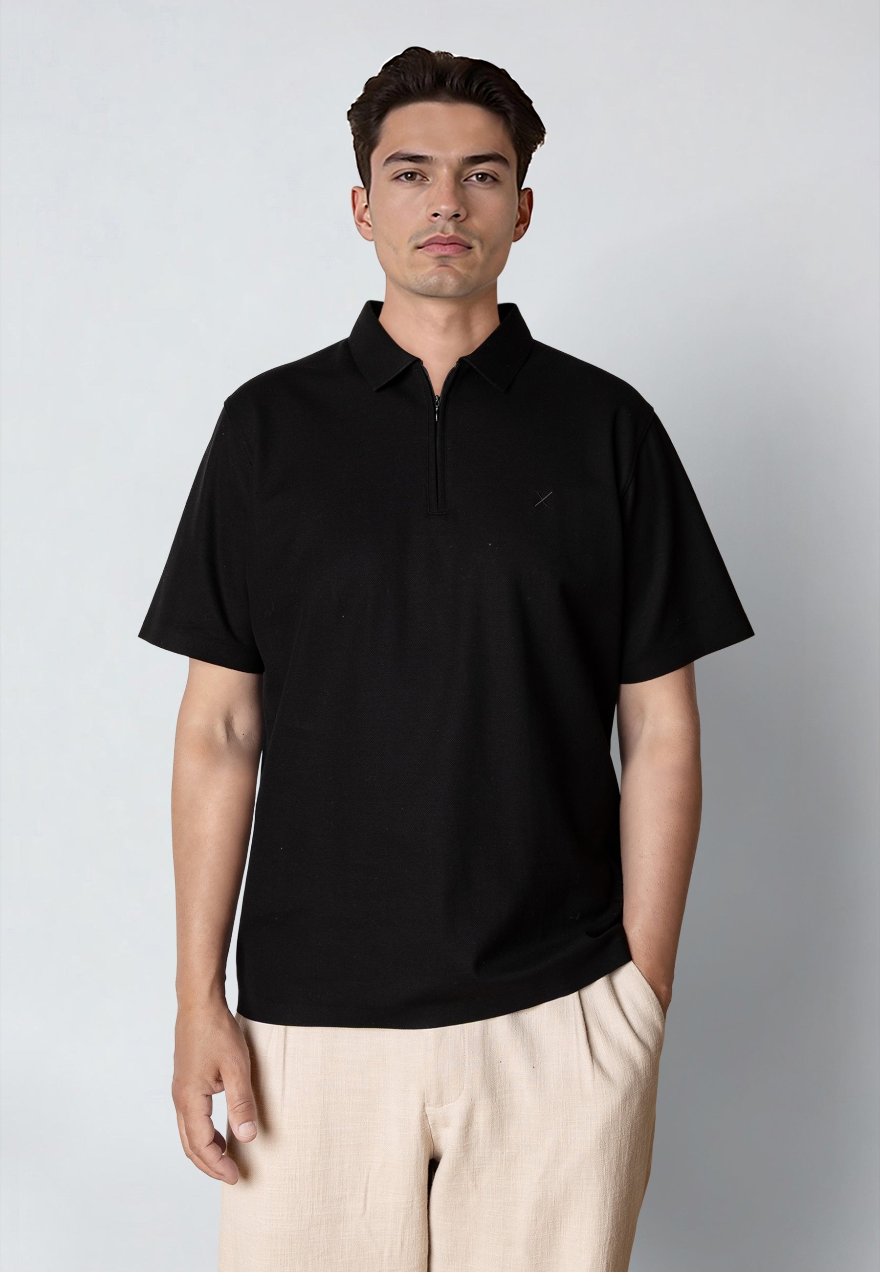 clean-cut-copenhagen-joss-zip-polo-schwarz-herren image 1