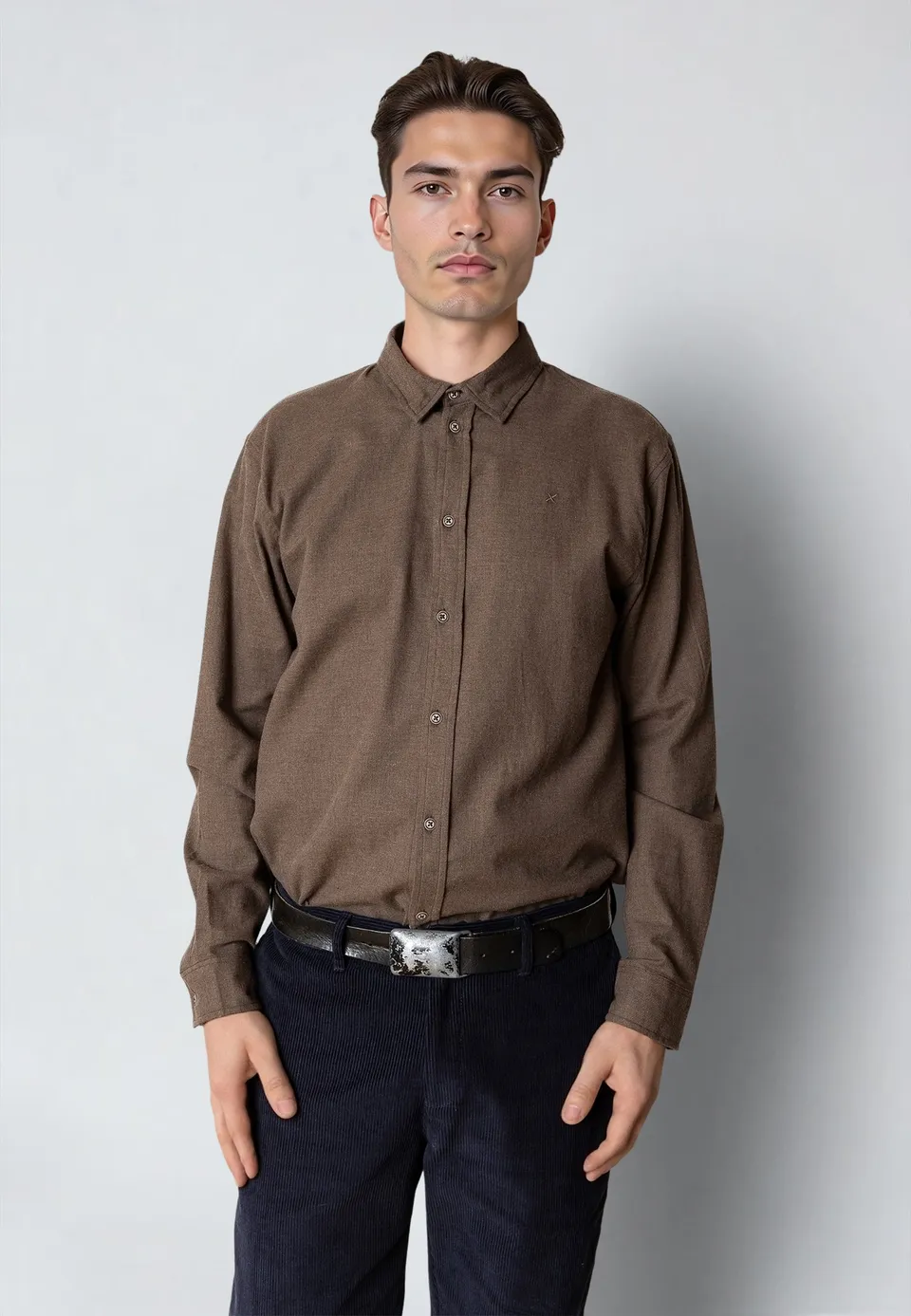 clean-cut-copenhagen-russel-flanellhemd-brown-melange-3xl-baumwolle image 1