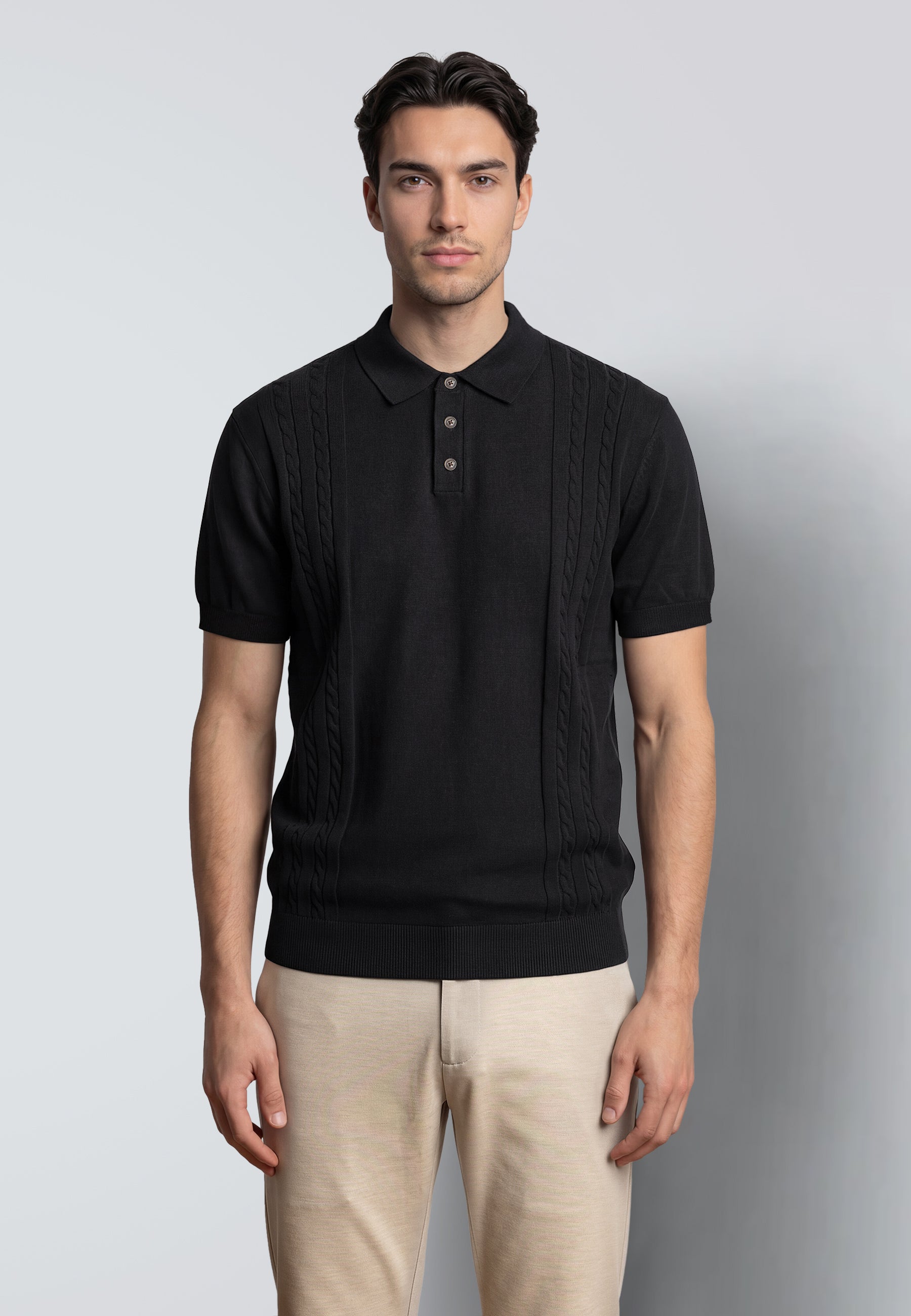 clean-cut-copenhagen-hayze-strickpolo-schwarz-baumwolle image 1