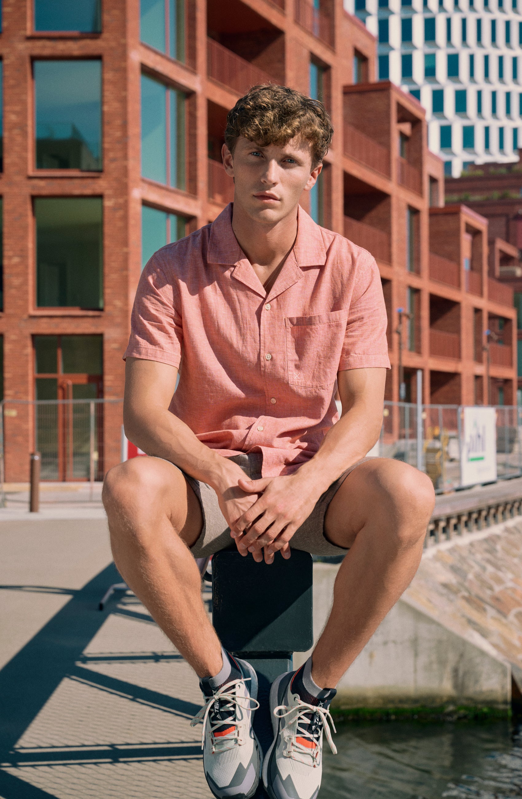 clean-cut-copenhagen-giles-baumwoll-leinen-hemd-orange-melange-s image 1