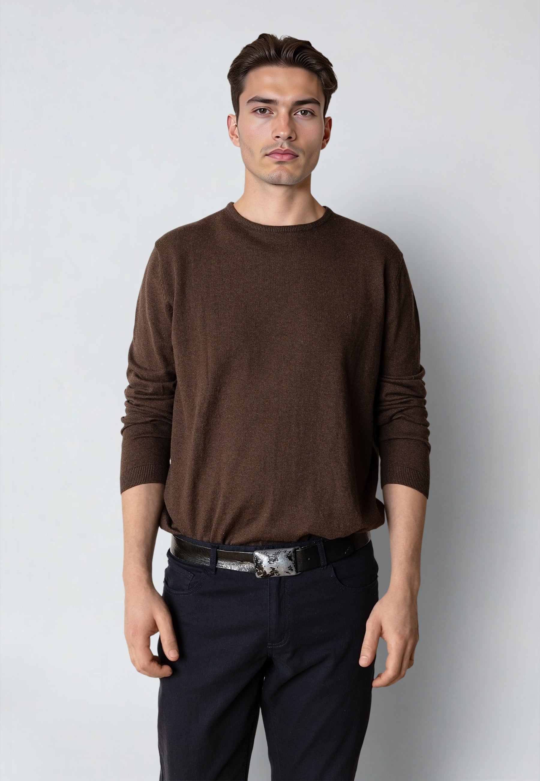 clean-cut-copenhagen-claude-strickpullover-herren-braun-melange-baumwolle image 1