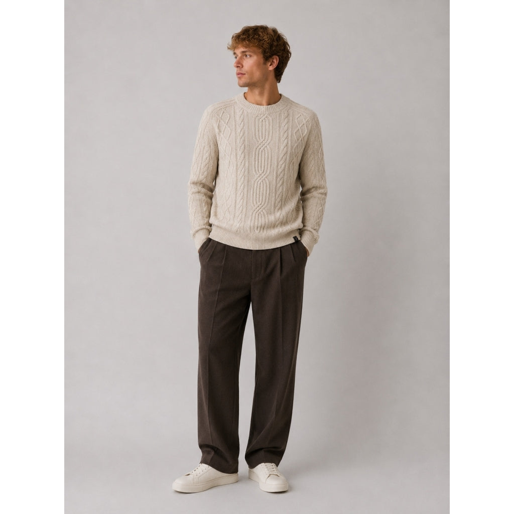 clean-cut-copenhagen-sander-zopfstrickpullover-ecru-melange-wolle image 3