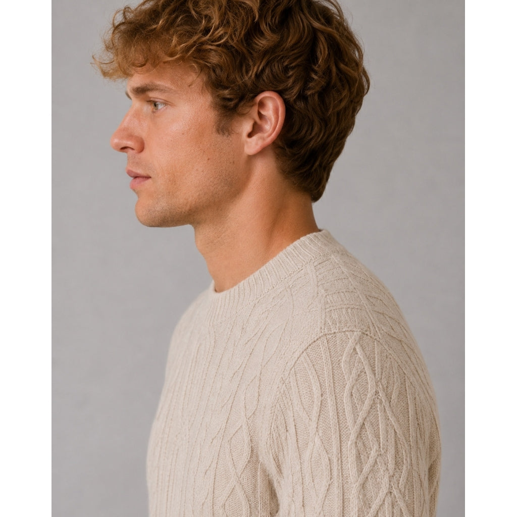 clean-cut-copenhagen-sander-zopfstrickpullover-ecru-melange-wolle image 2