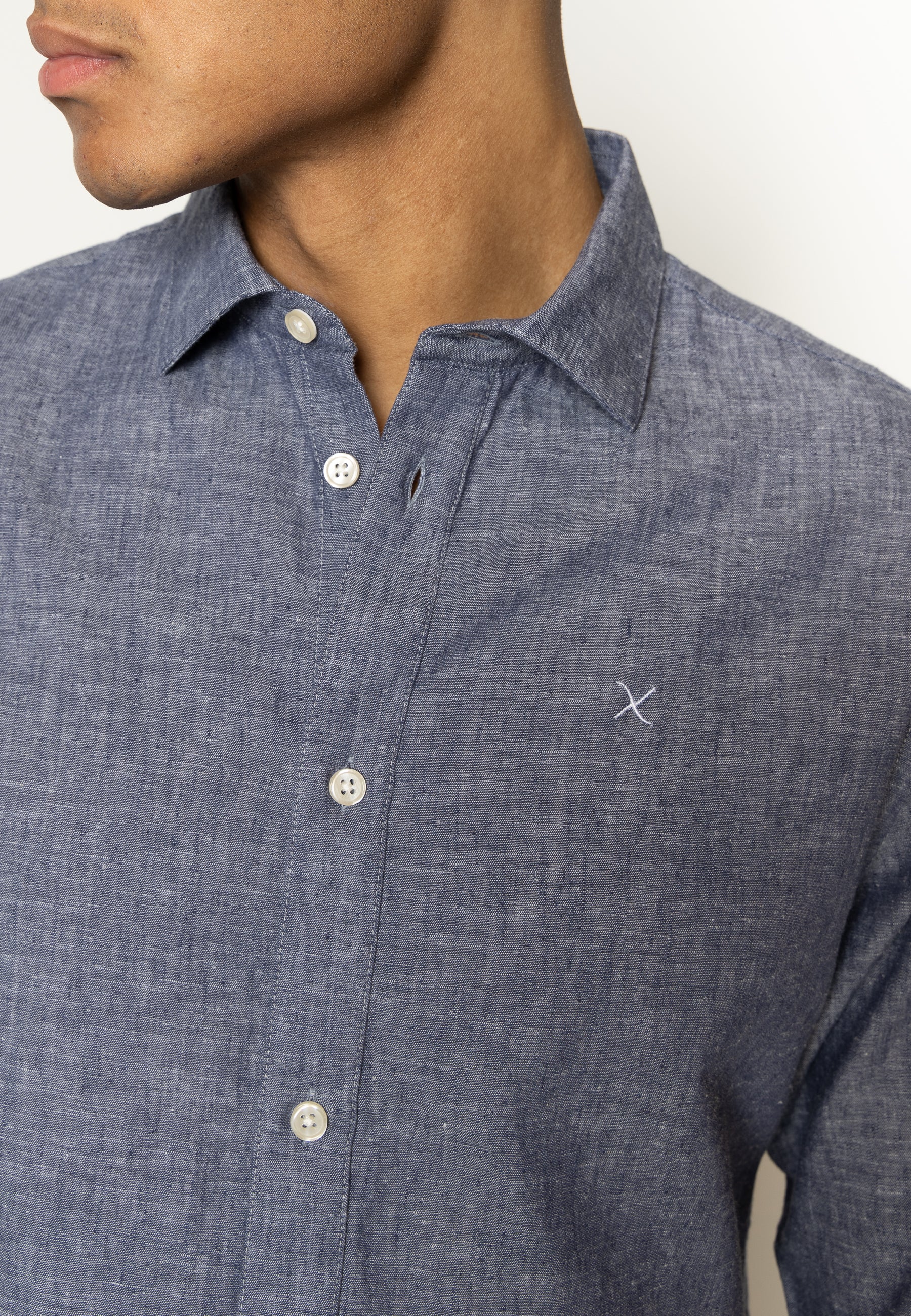clean-cut-copenhagen-jamie-leinenhemd-dunkelblau-melange image 2